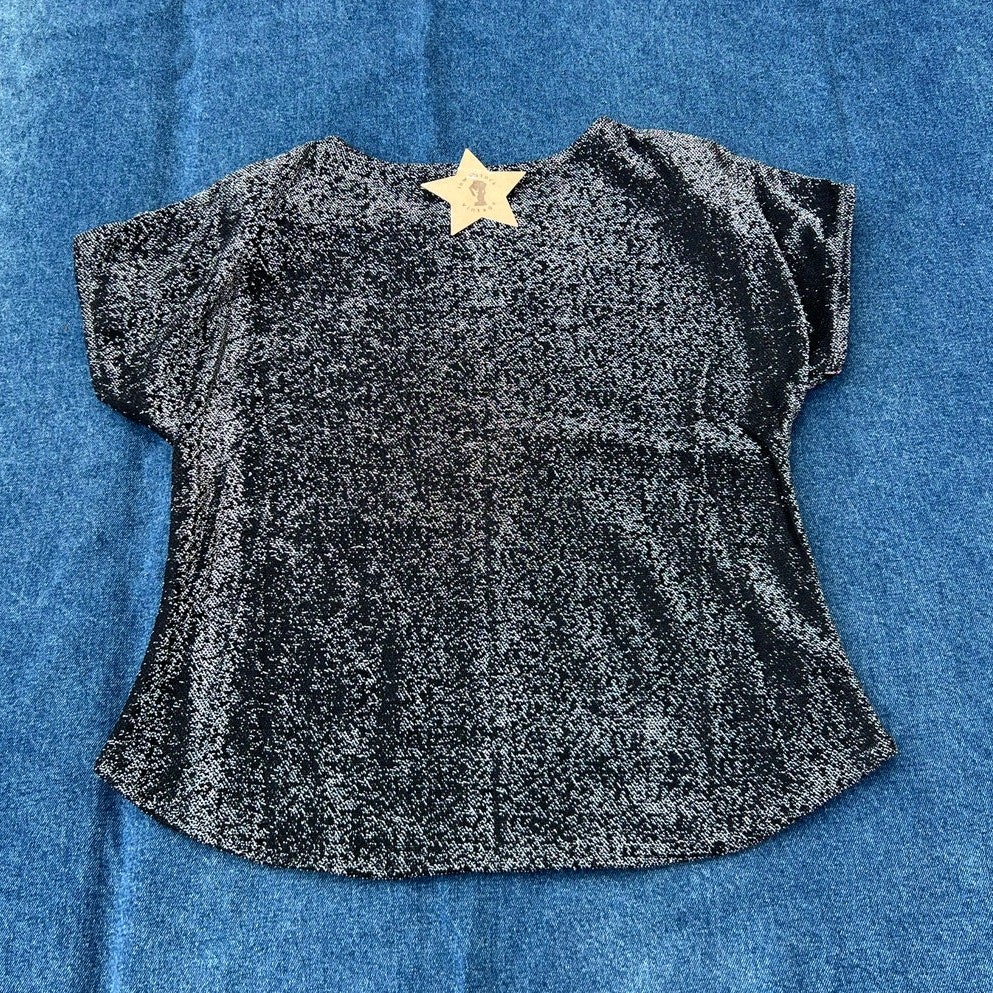 80s Copy Cats metallic silver sequin wave pattern top