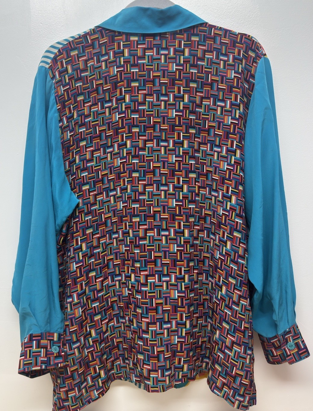 Vintage Koos Of Course Womens Large 100% Silk Art To Wear Button Blouse #44