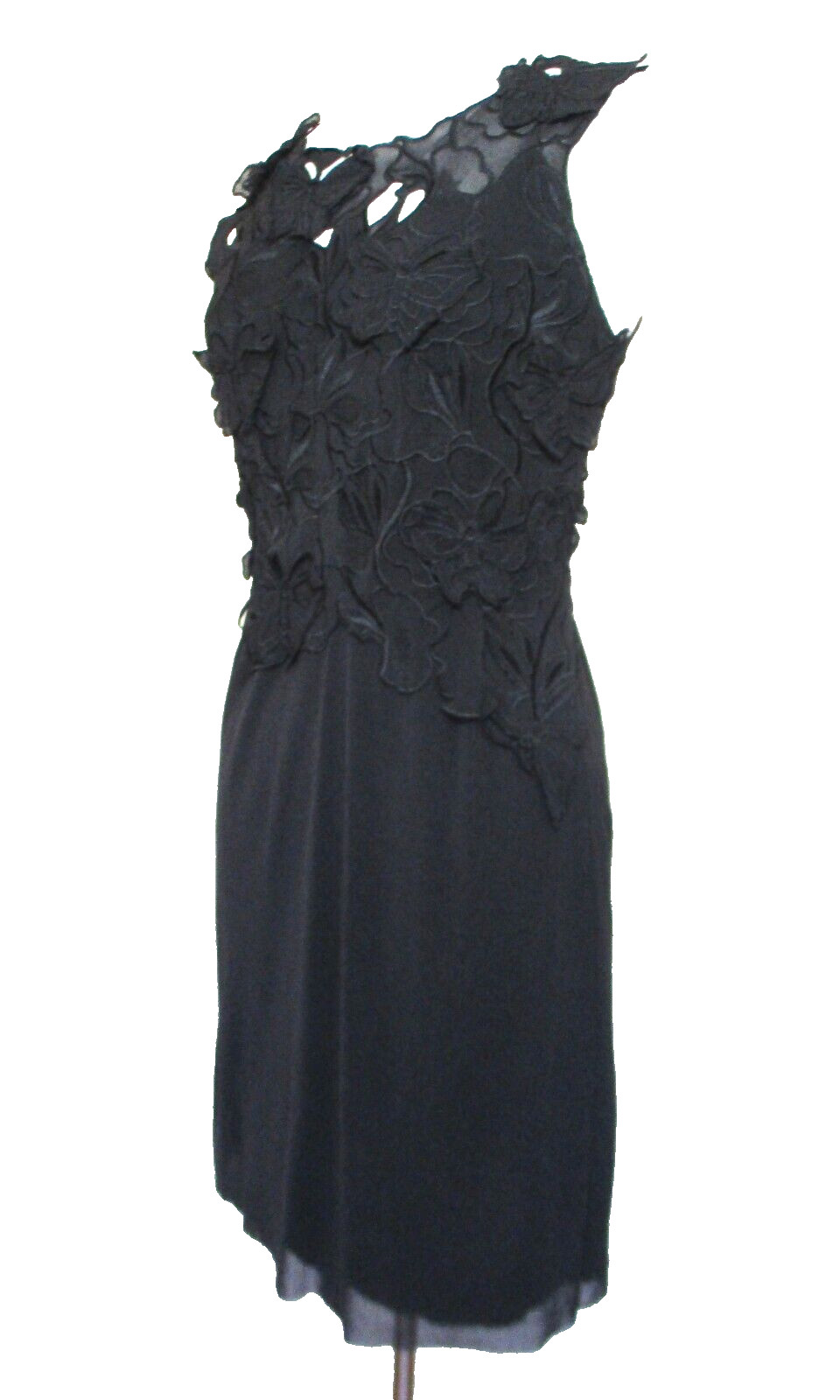 Vintage Vivienne Tam Black Mesh Dress S Women Embroidered Butterfly Appliques