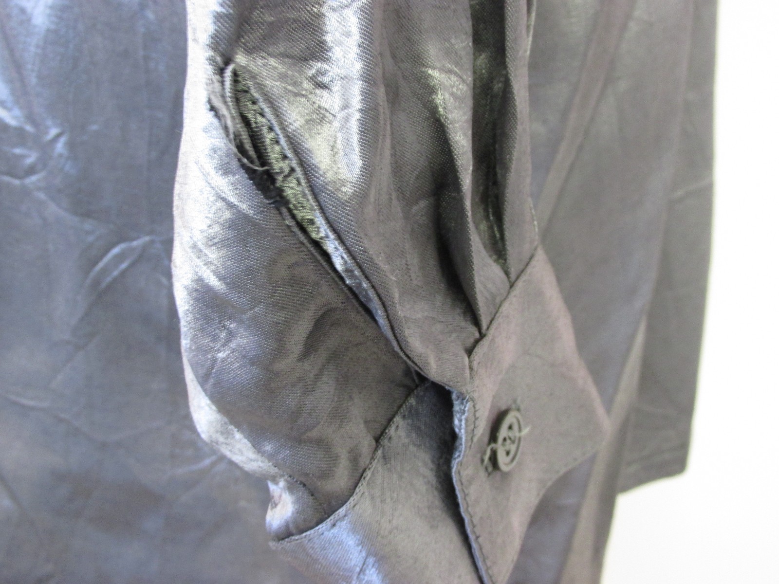 Vintage Women`s Silver Metallic Blouse by Danny Noble Plus Large XT Large Shirt