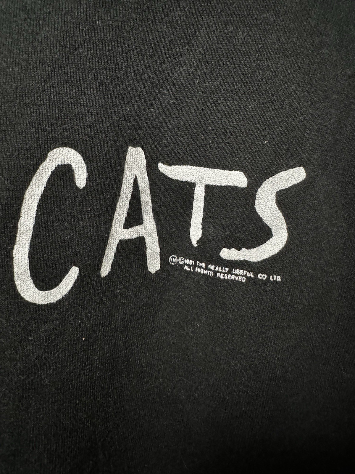 CATS Musical Broadway Show 1981 Crewneck Sweater Sz XL Black Vintage