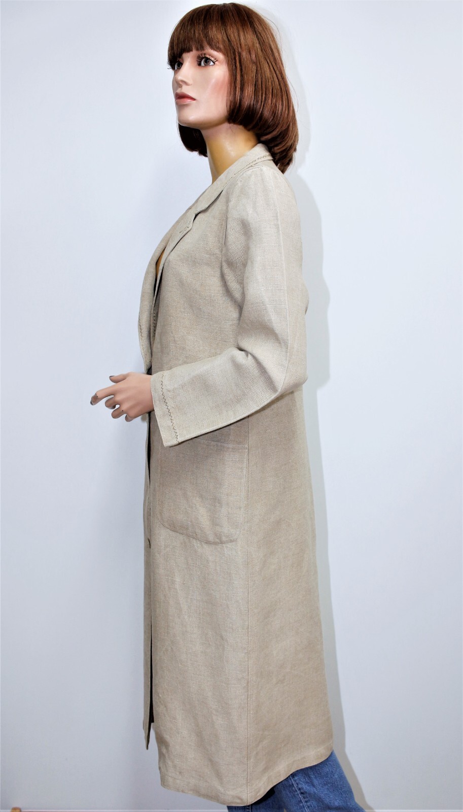 Vintage 80s JC CASTELBAJAC „KO & CO” greige linen coat 42FR 10US made in France