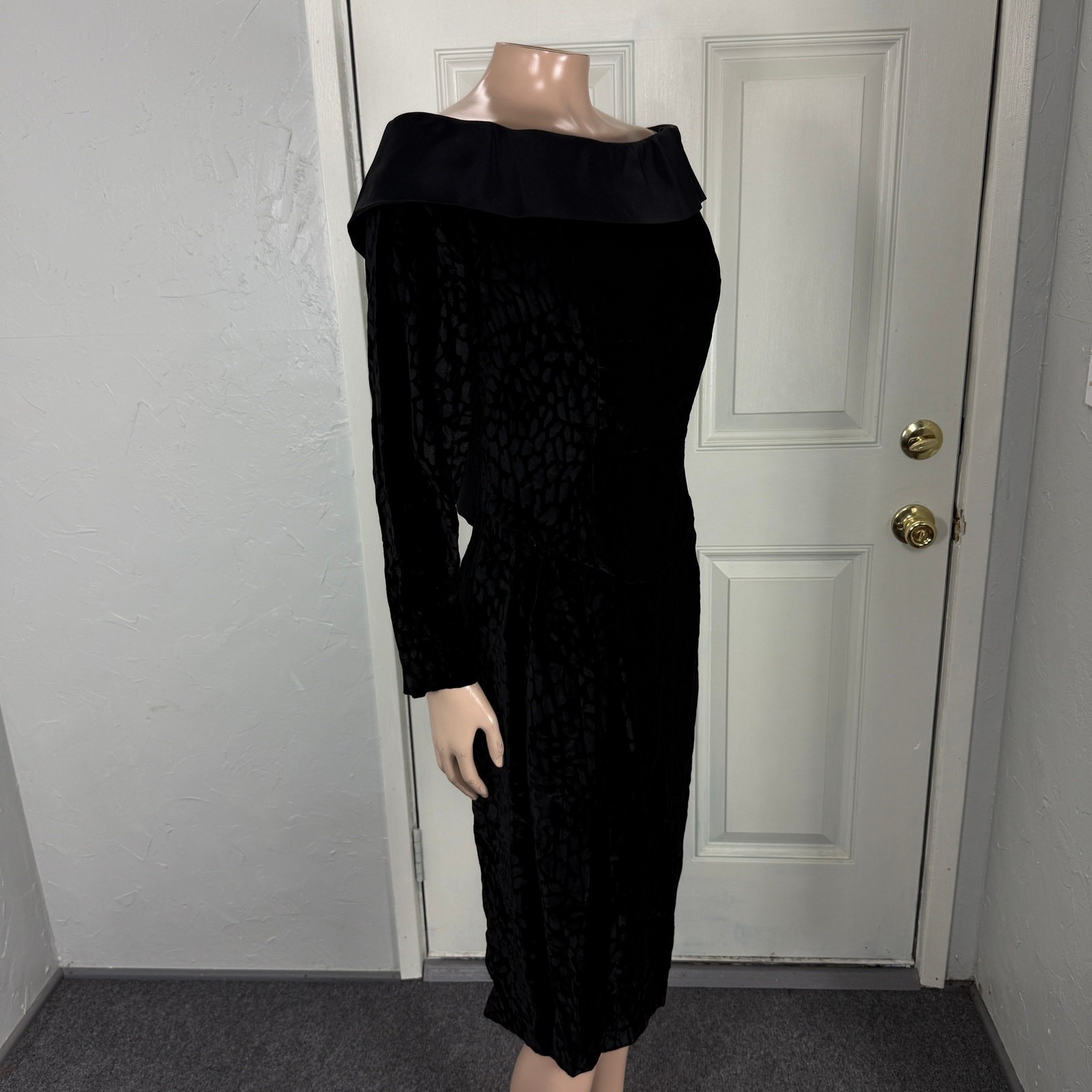 Vintage 90s 80s Tom D’Auria Dress Bow Party Formal Velvet Evening Designer Z12