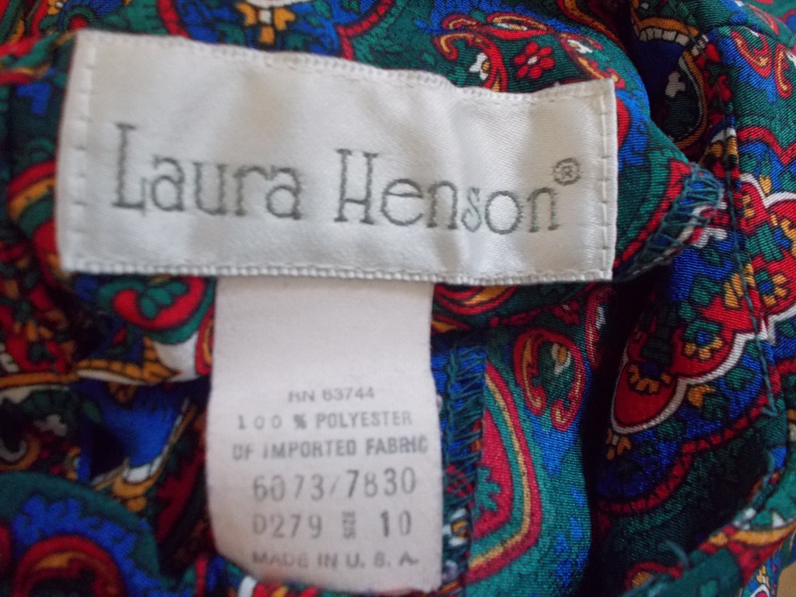 VTG LAURA HENSON 2 Pc Multi Color Blouse & Skirt Secretary Outfit Set Sz 10