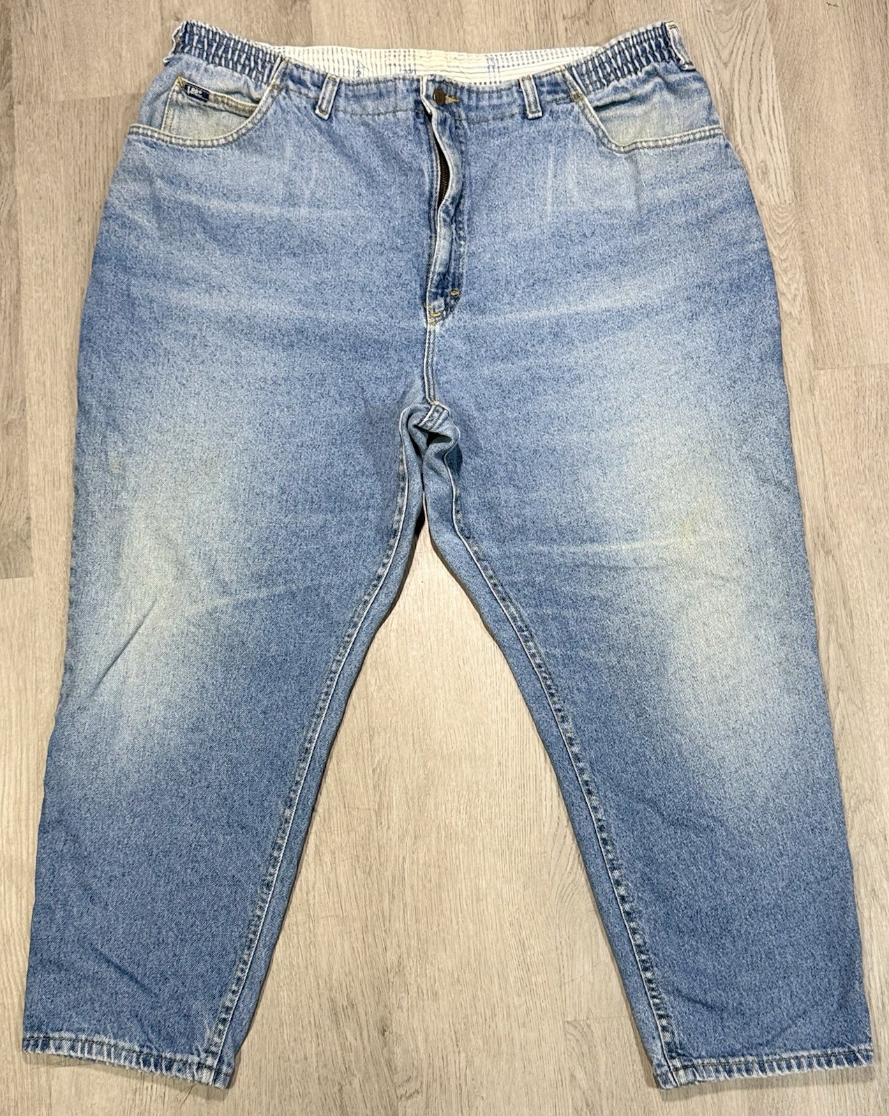 Vintage Lee Tapered Leg Jeans Womens 26W Petite High Rise Denim 90s USA Made