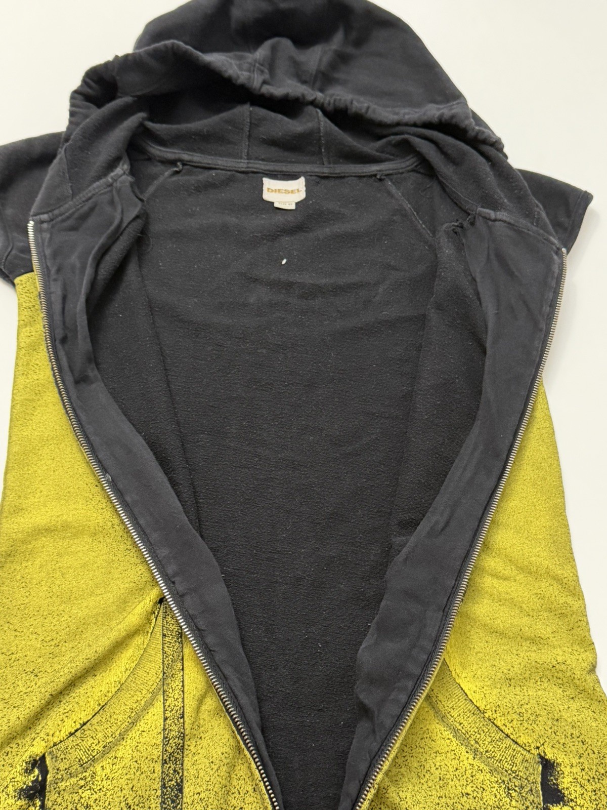 vintage 90s Diesel women’s Sleeveless Hoodie Dress Yellow & Black Gradient – CS