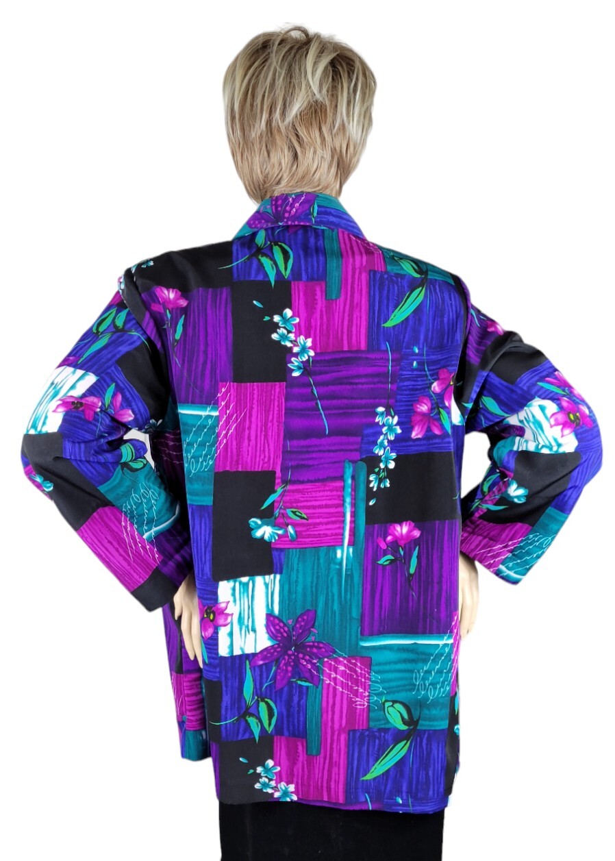 Vintage BFA Classics Womens Abstract Floral Jacket Pockets Blazer Jacket Size 1X