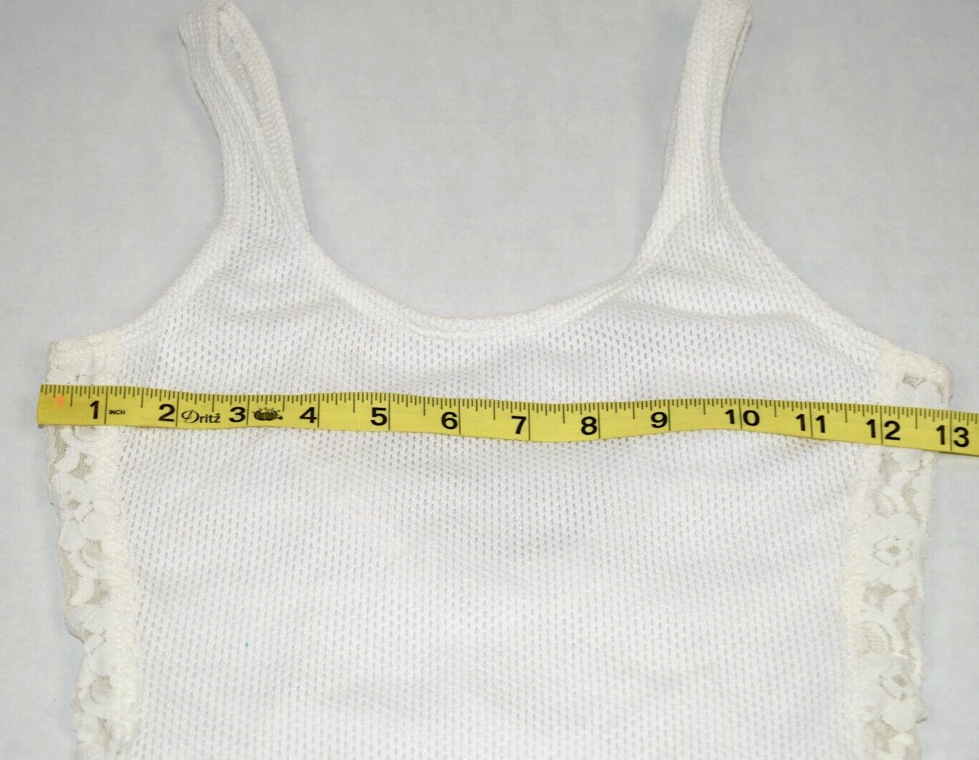 Vintage Swimsuit Leotard Size S/M 80s Krystal K White Textured Lace Side Stripes