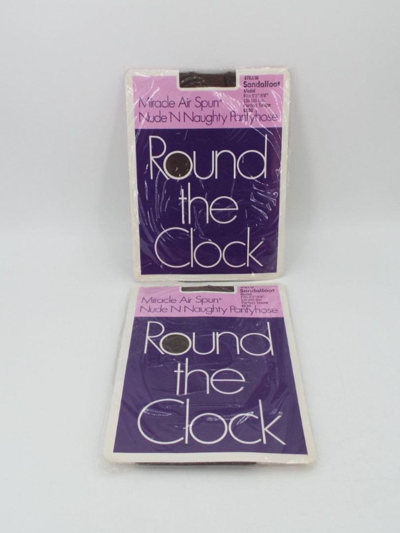 Vintage Round the Clock Miracle Air Spun Perfect Taupe Sandalfoot Pantyhose NOS