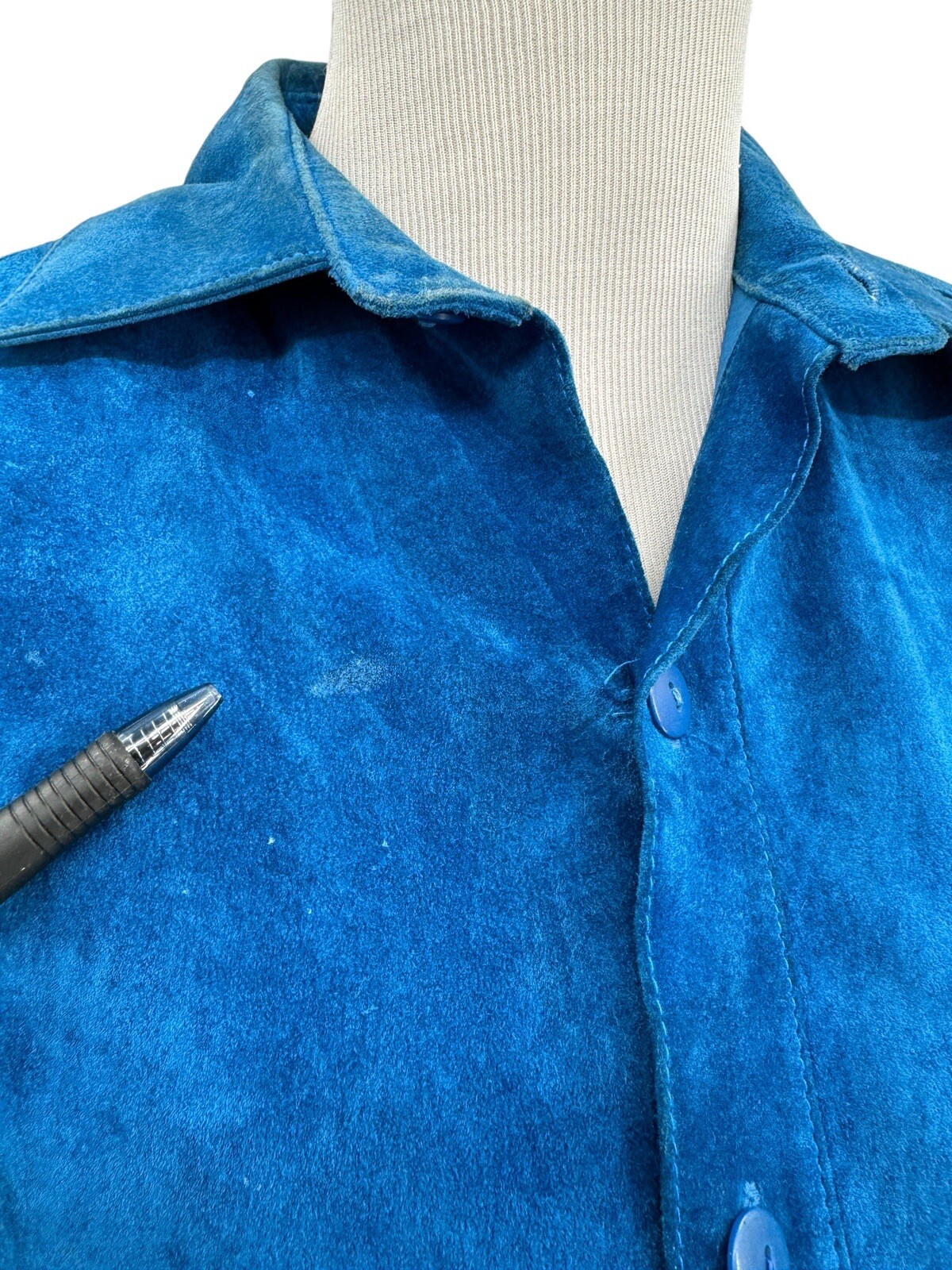 Vintage PIA RUCCI Blue Suede Belted Long Sleeve Shirt Dress Womens Size 10