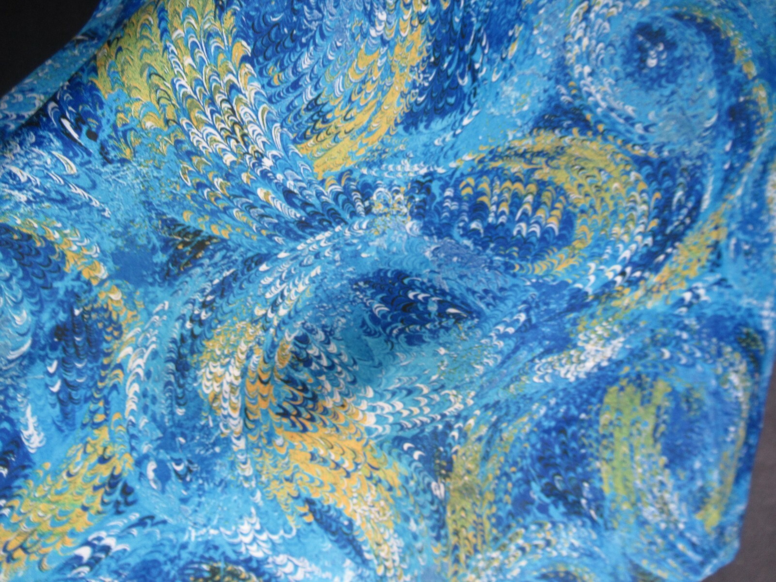 60’s 70’s Vintage Psychedelic Blue Illusion Tie Shoulder Shift Mod Sun Dress M/L