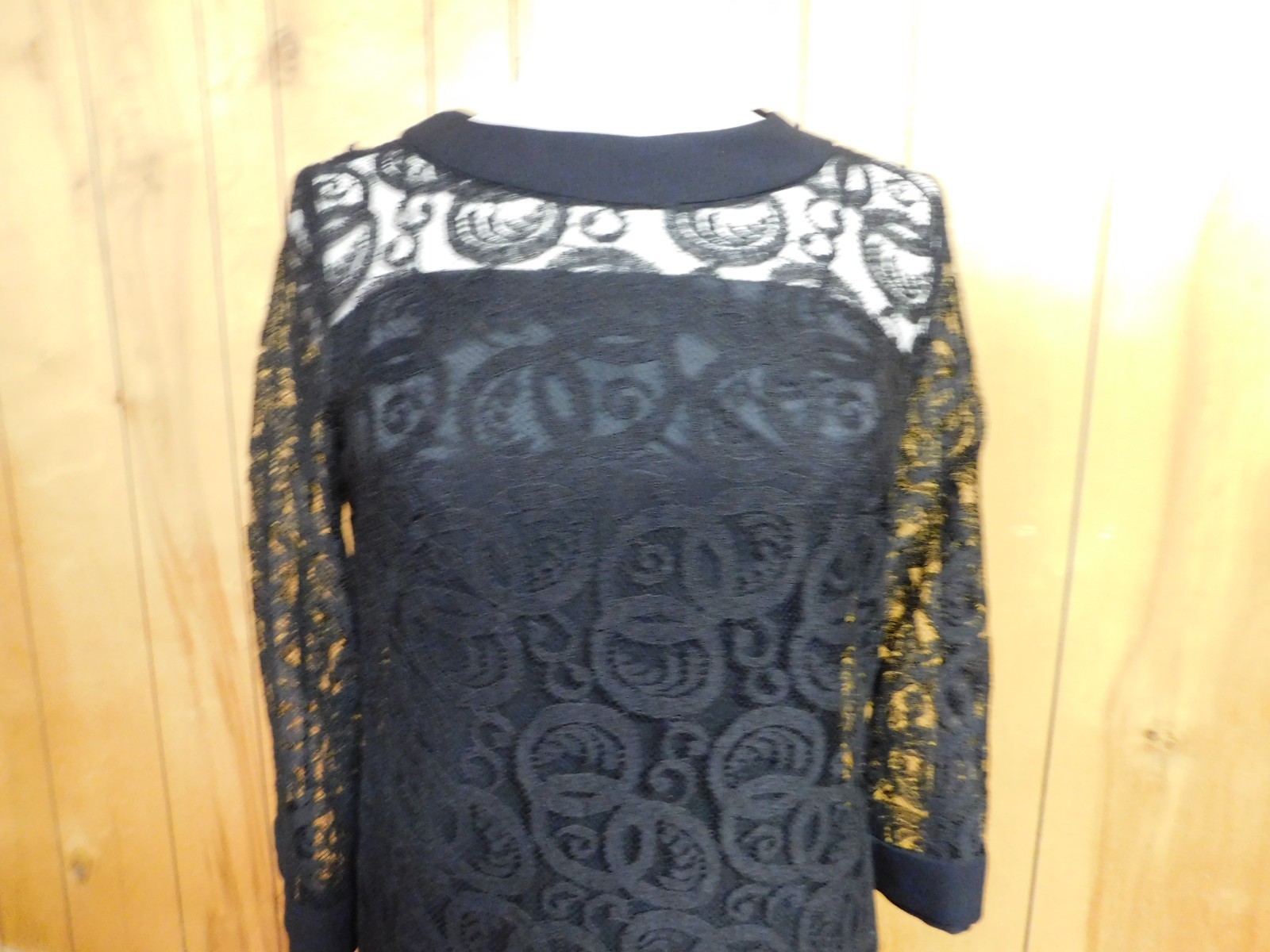 Vintage ELINOR GAY Lace over Black Slip „Little Black Dress” Waist 31″ *