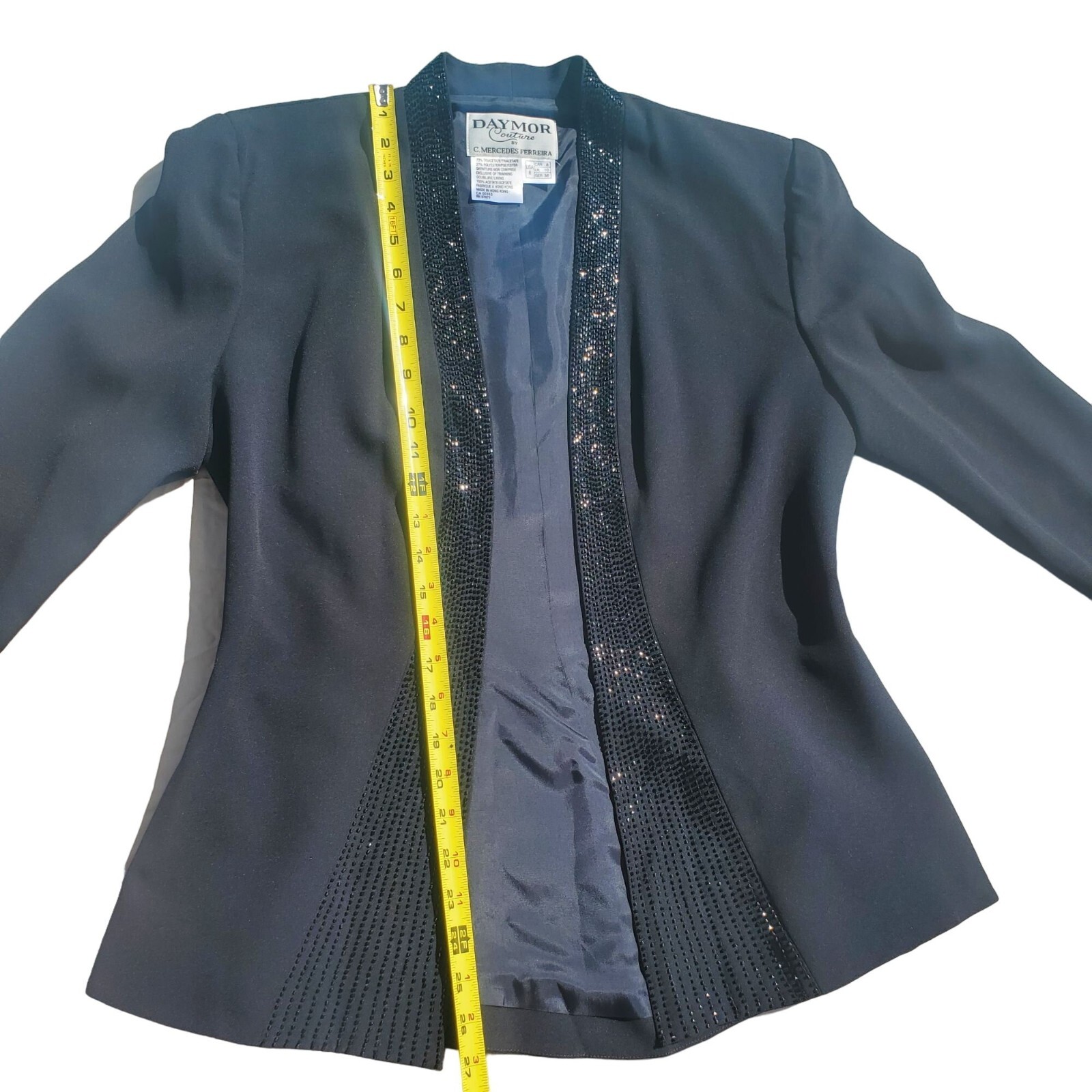 Vintage Daymor Couture by C.Mercedes Ferreira Black Scooped Column Gown + Jacket