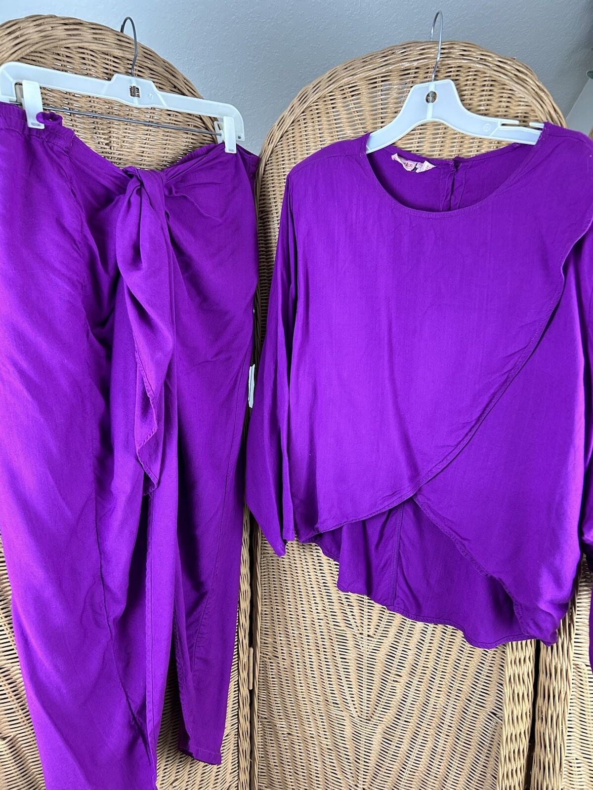 Shakti Vintage Blouse And Pants Purple Medium Rayon India Harem Yoga Athletic