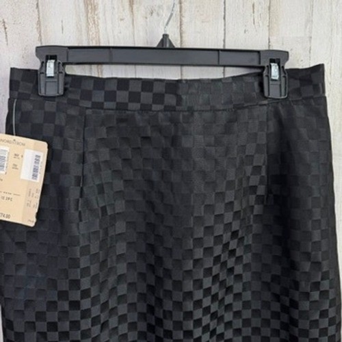 VTG 90s NWT Nordstrom Skirt Women 12 Black Checkered Midi Straight Boss Babe