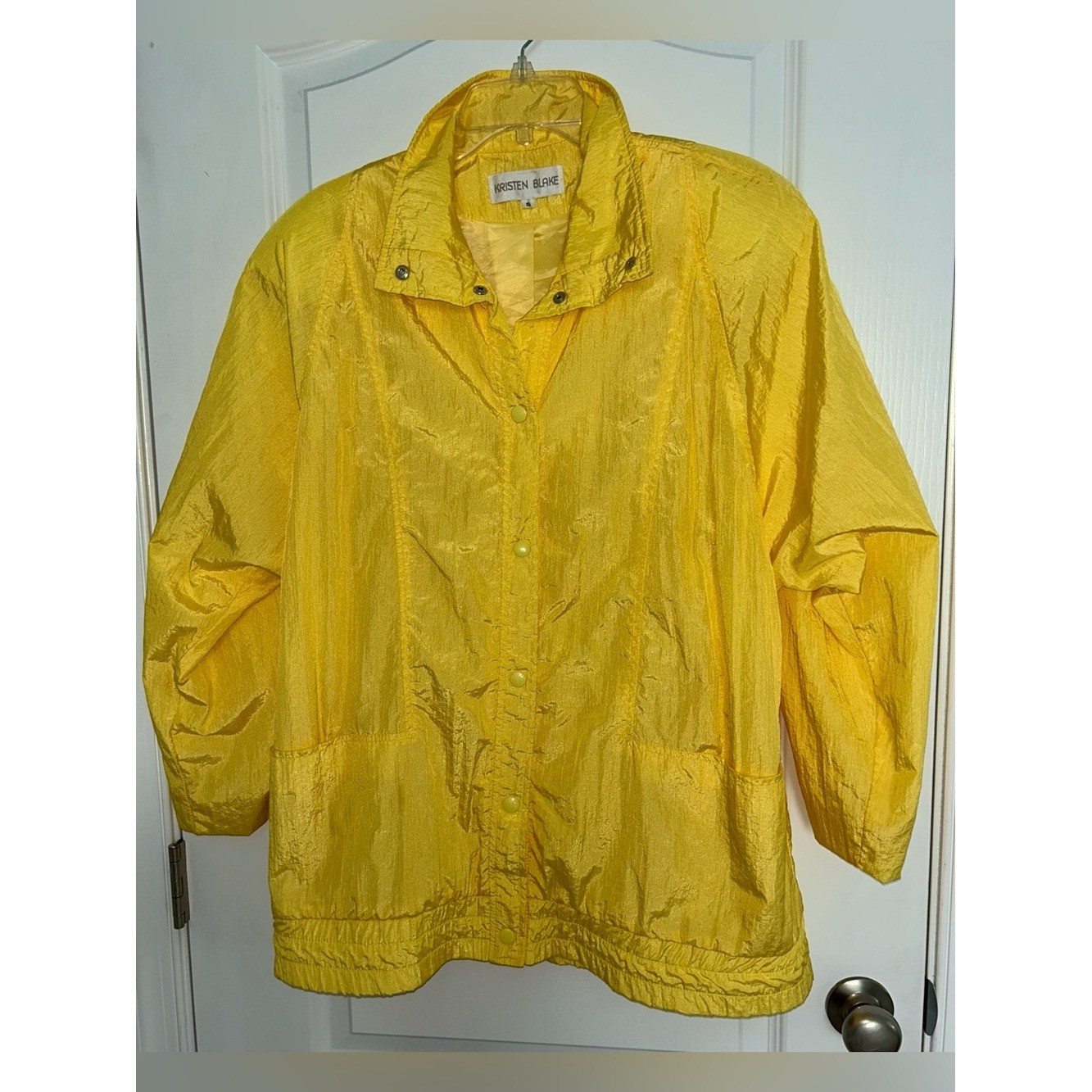 Vintage 90s Kristen Blake Yellow Windbreaker ILGWU Union Made USA Jacket S