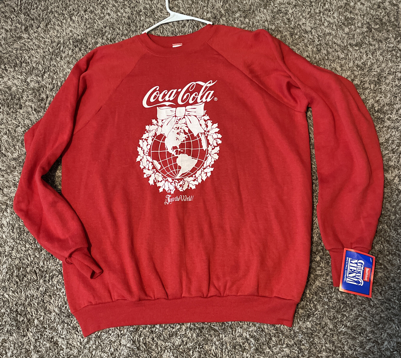 Vintage Coca-Cola Sweatshirt Joy To The World 80s USA Healthknit 2XL (50-52) NWT