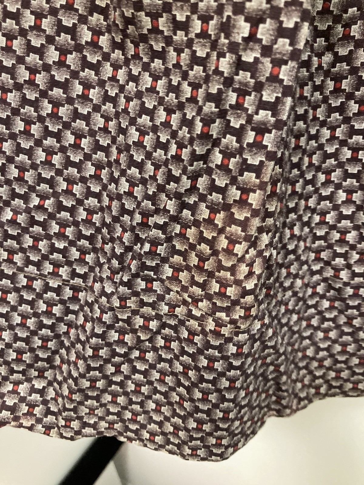 VTG HANDMADE PRARIE BROWN & RED FEEDSACK COTTAGECORE FARM GIRL DRESS
