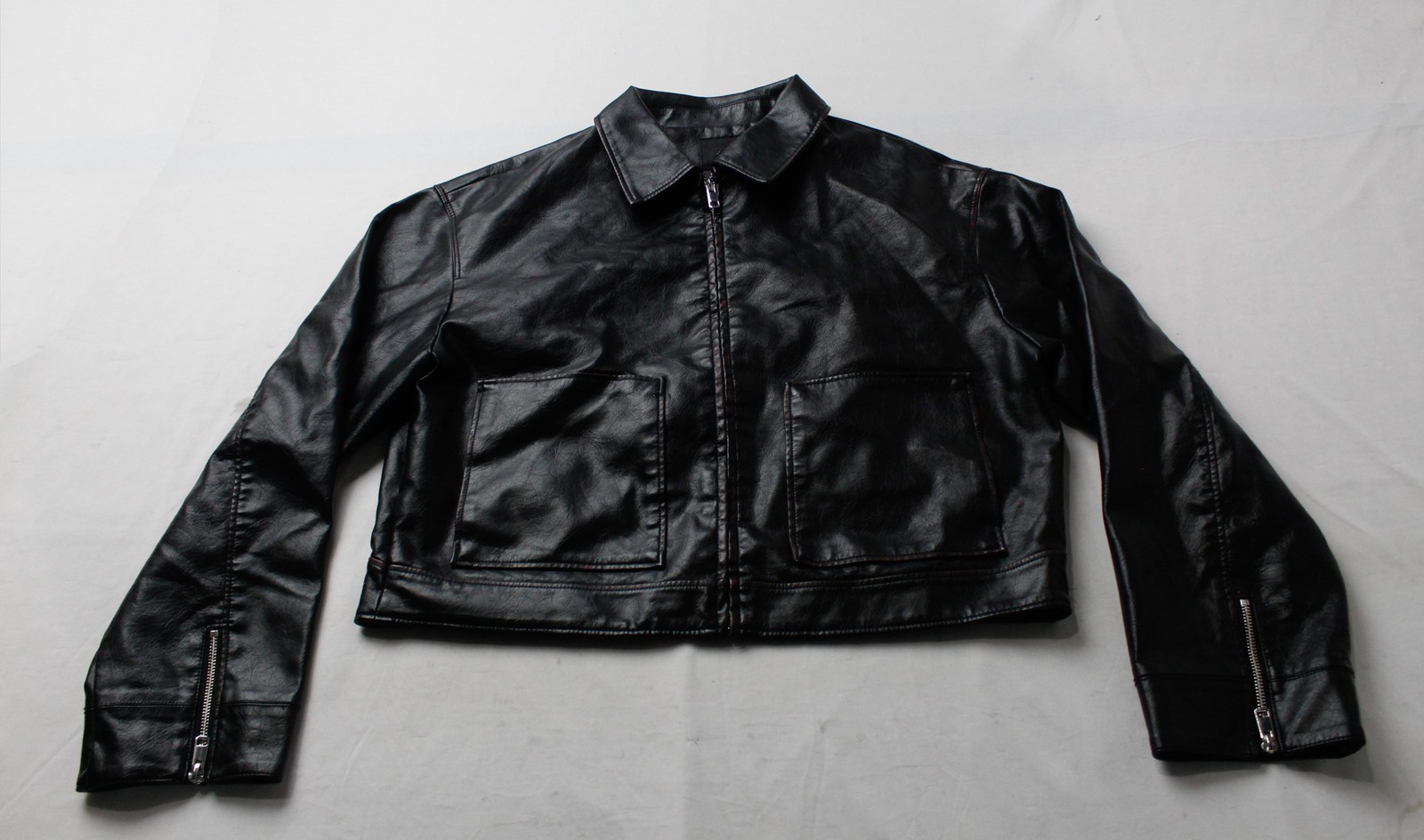 Zara Women’s Leather Zip Up Jacket BM7 Dark Purple Large NWT