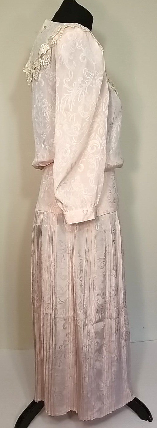 Vintage 1980s Billy Jack For Her Peach Dress Bib Collar Size 5-6 T37