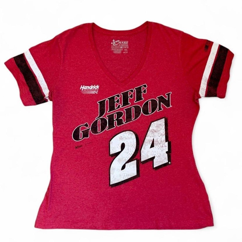 Vintage XXL/2XL Chase Authentics Women’s Jeff Gordon #24 NASCAR V-Neck T-Shirt