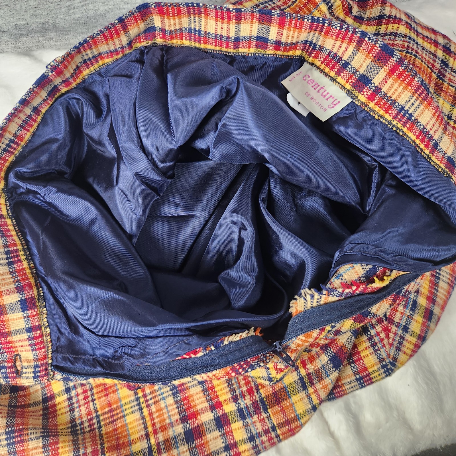 Vintage 1970s Women’s Century of Boston Orange Plaid Wool Blend Skirt Size 6 EUC