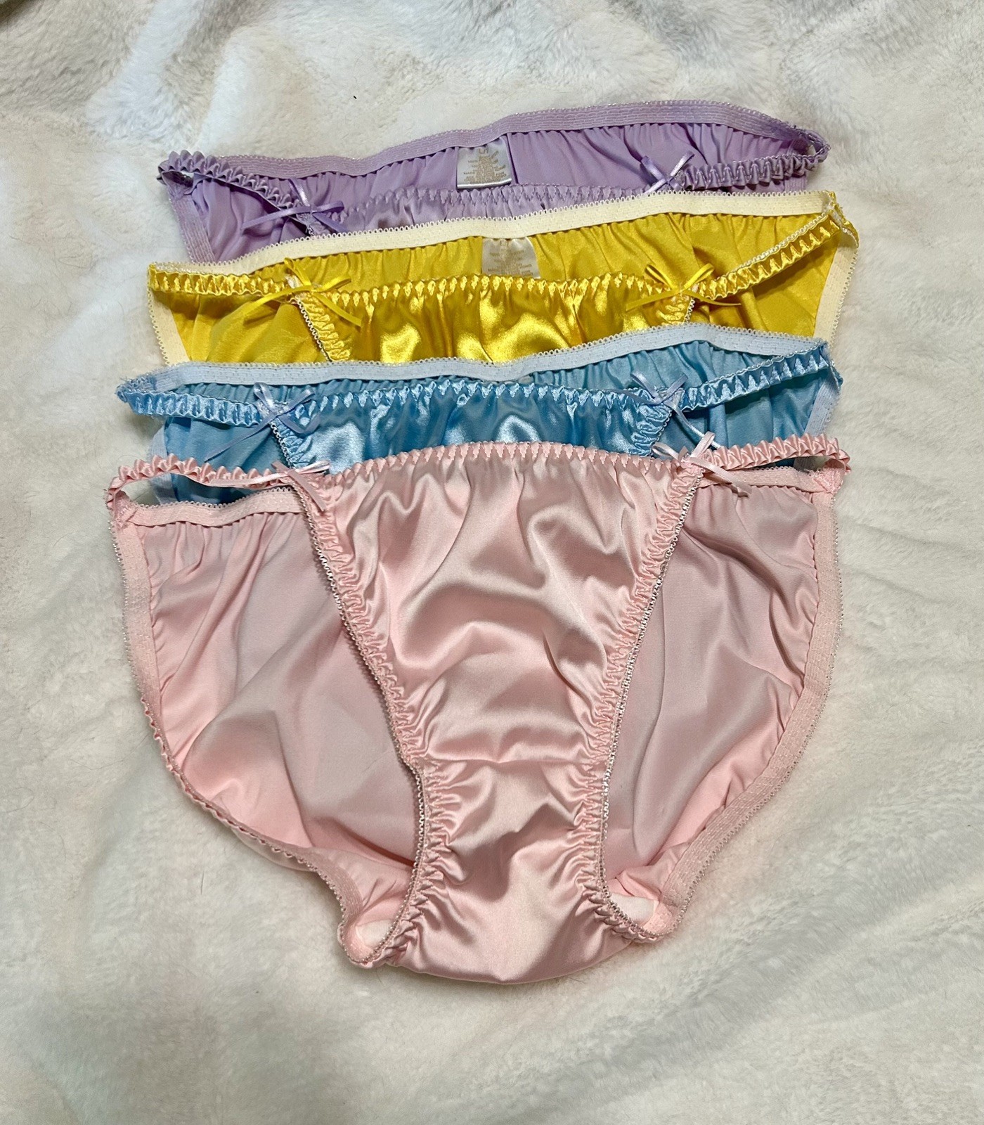 Vtg Lot Of 4 Satin String Bikini Panties Size M/L