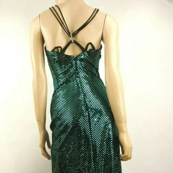 Vintage 90’s LA Glo Black Beaded Velour Formal Prom Dress Size 3/4