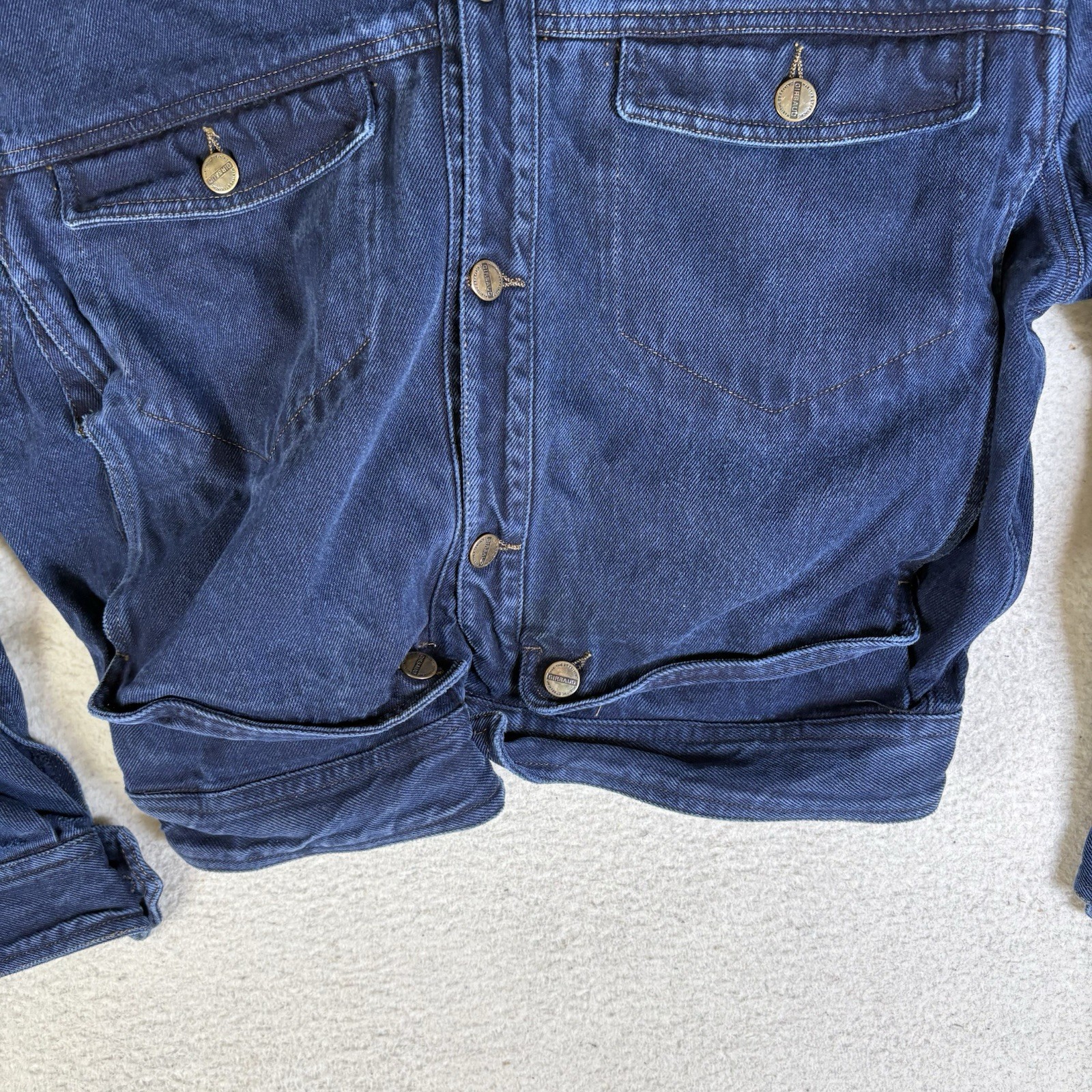 Vintage 90s Marithe Francois Girbaud Cropped Denim Jacket Womens Large Blue