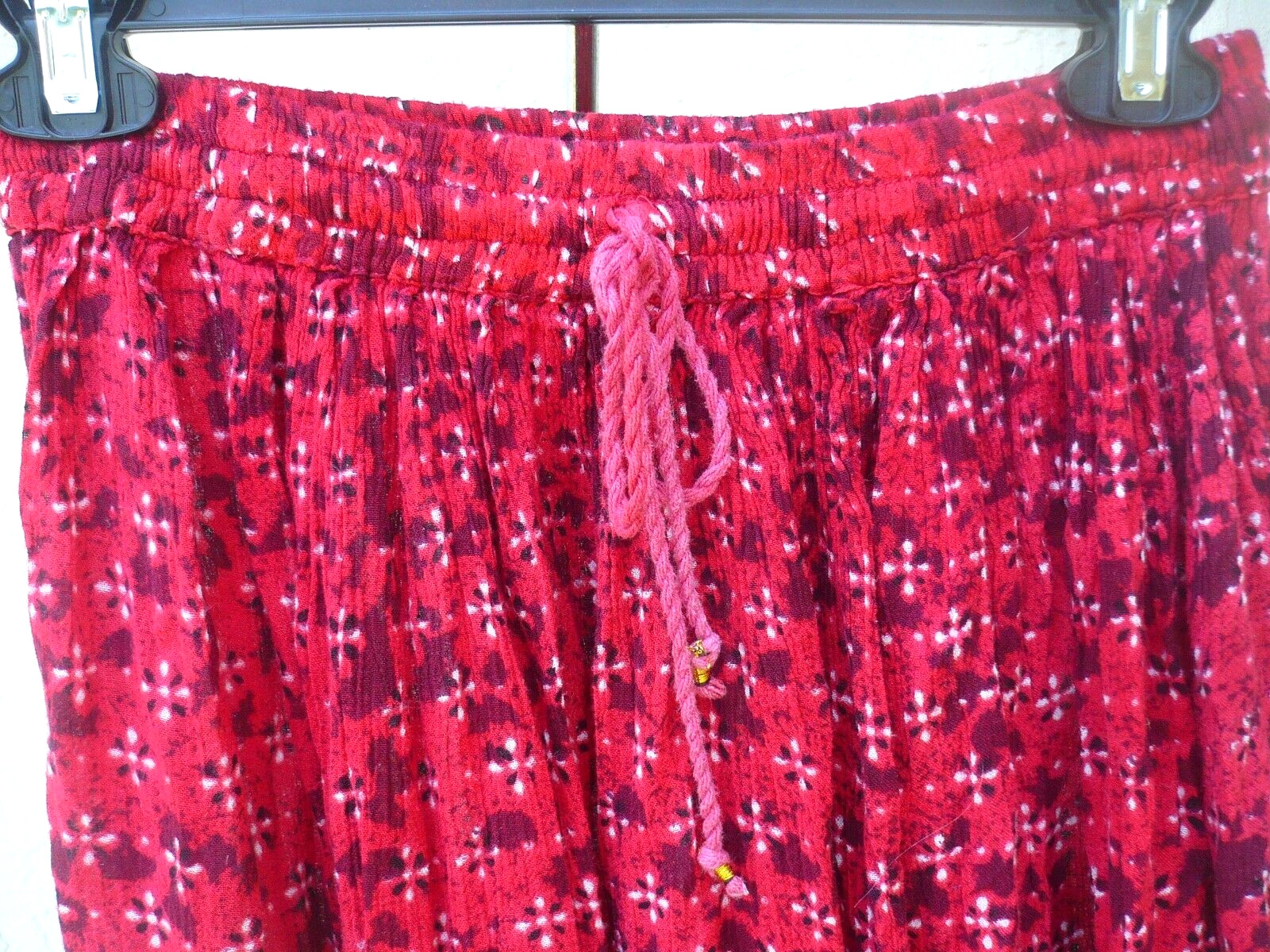 VTG 90S JUST CRUISING RED PURPLE INDIAN LOK FULL SKIRT S M L HIPPY ELASTIC WAIST