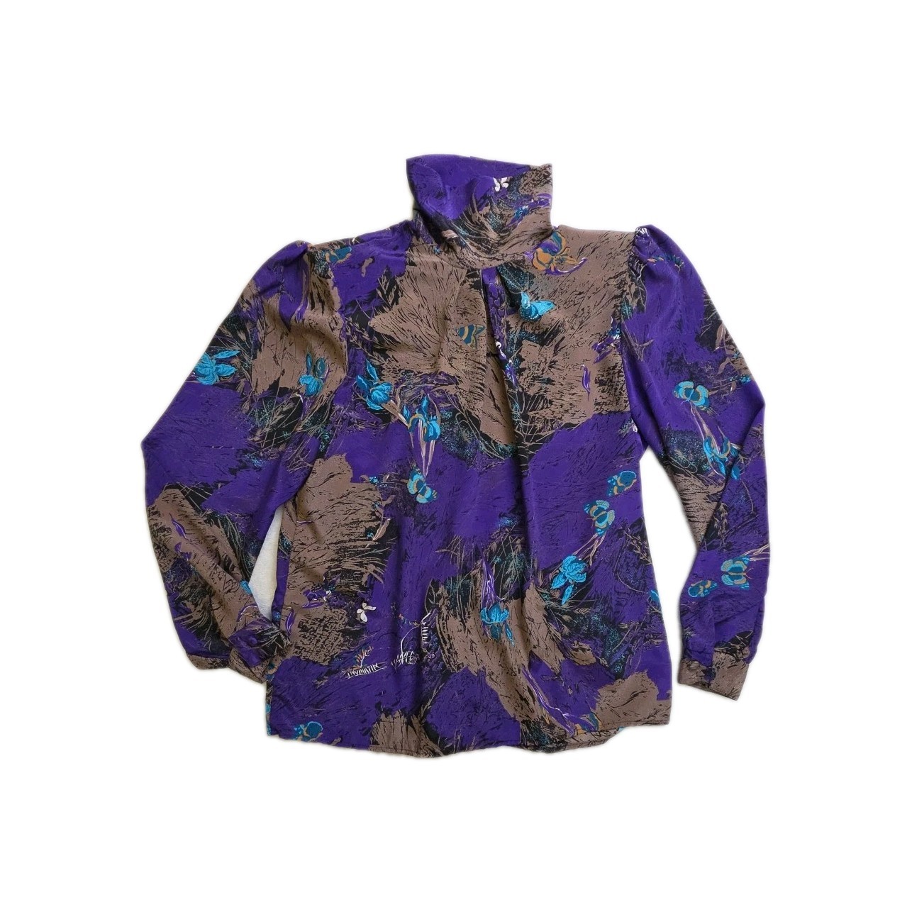 Vtg 1980s Nature Fairy Butterfly Moth Whimsy Blouse Bedford Fair Satin Size 8