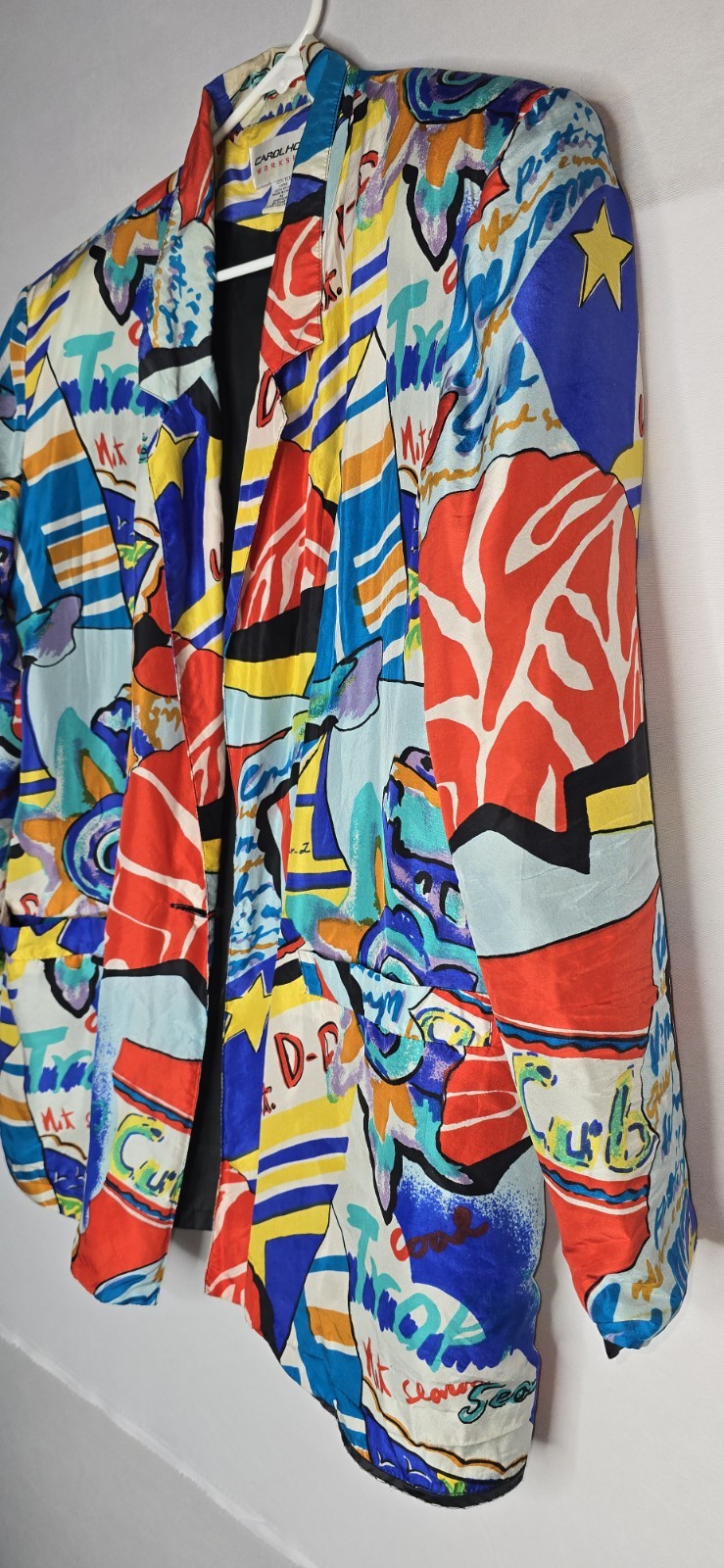 Vintage Carol Horn Workshop Blazer Silk Size Medium Multicolored