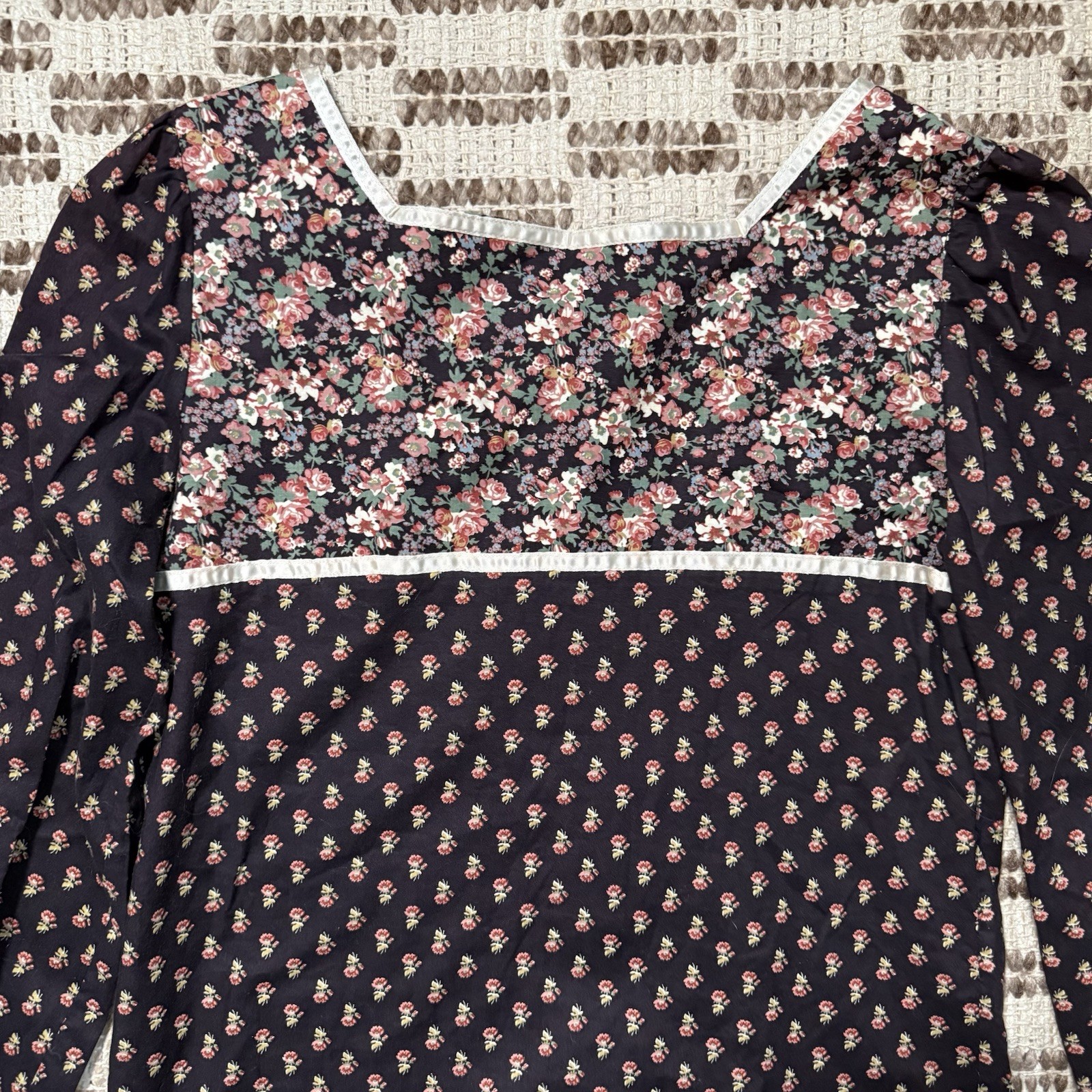 VTG 70s Montgomery Ward Floral Peasant Top Small Medium Cottage Boho Prairie