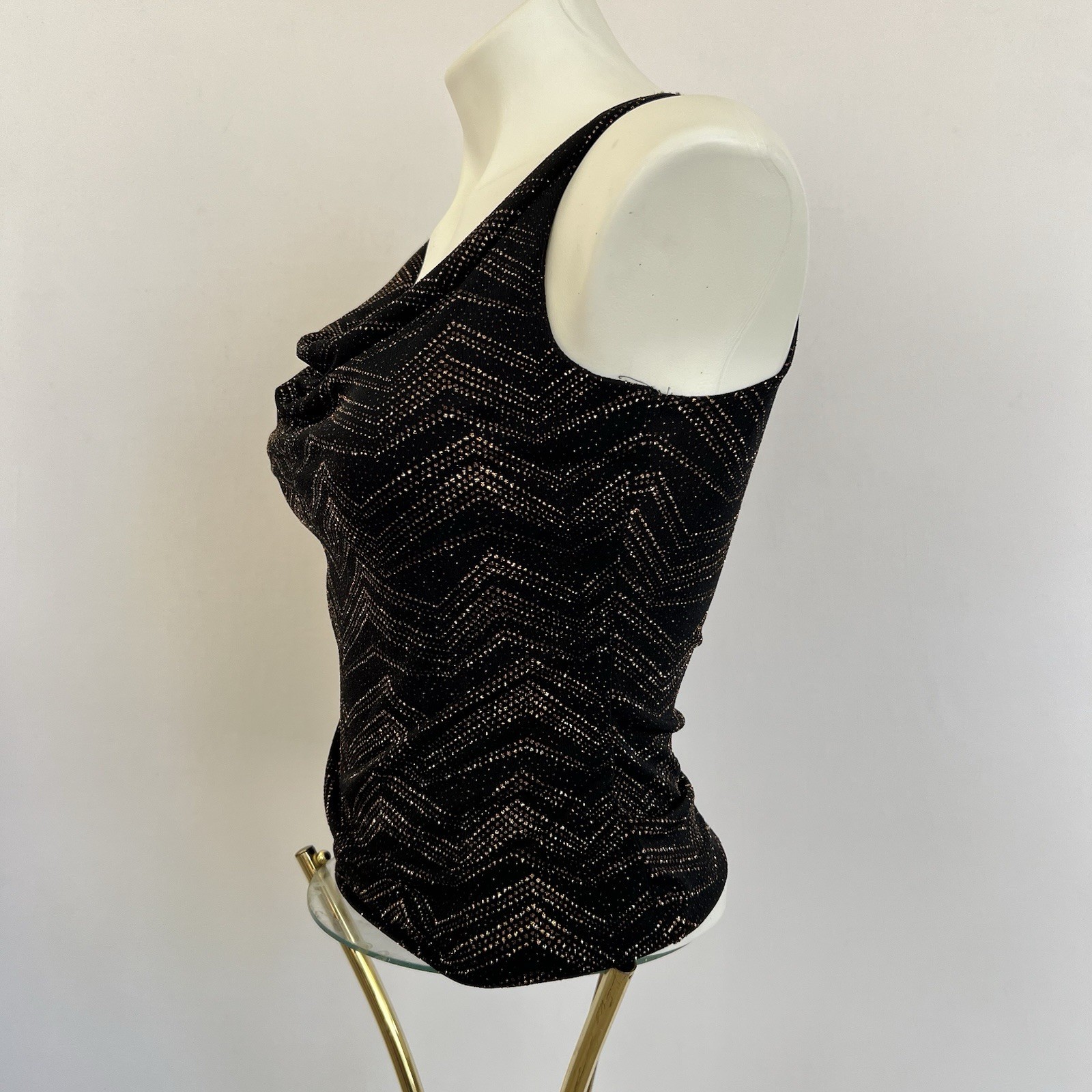 Vintage 90s Black Glitter Cowl Neck Top Dark Fairy Indie Sleaze Club Whimsigoth