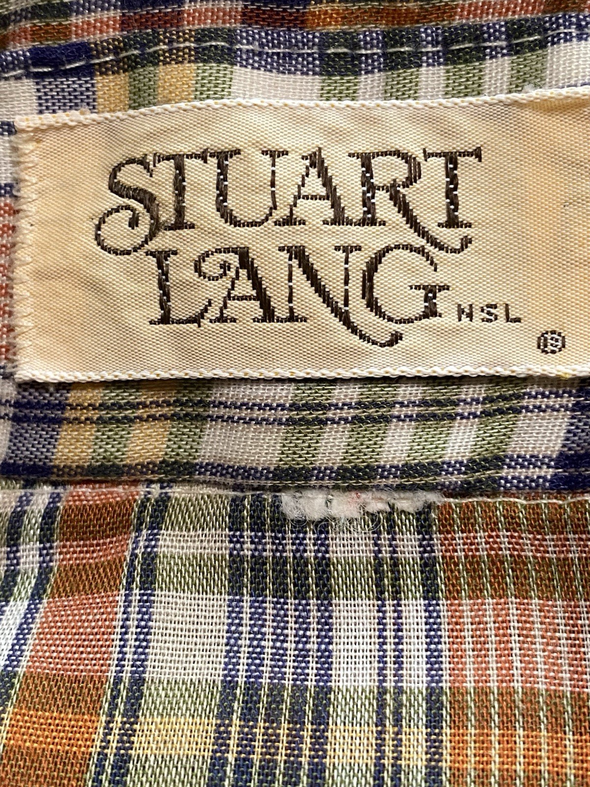 Vintage 70s/80s Stuart Lang Women’s Plaid Lace Collar Blouse Sz.S