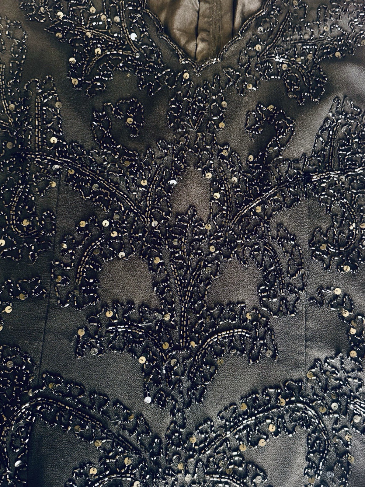 Vintage Elegant Black Beaded Firmal top, great condition Beading And Sequences.