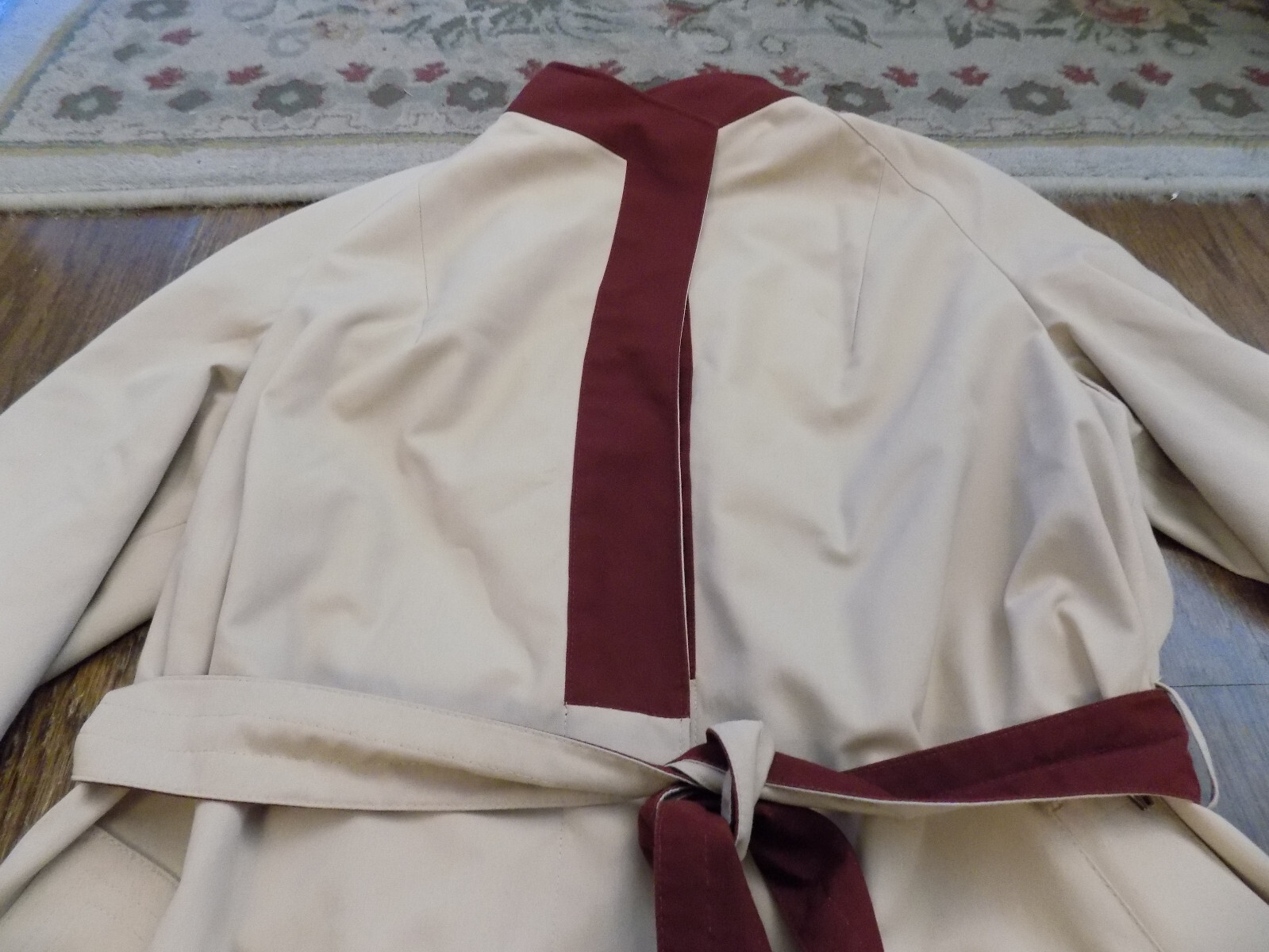 Vintage Classy 12 Etienne Aigner Reversible Wrap Rain Coat Trench Maroon & Tan