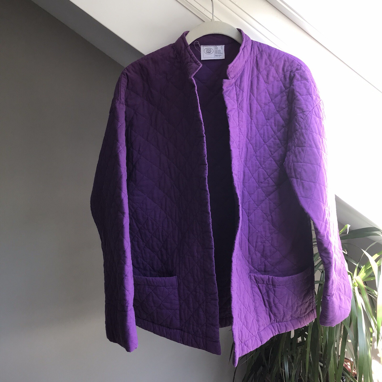 Vintage Laura Ashley Carno Wales Quilted Purple Chore Jacket Coat US 12 UK 14