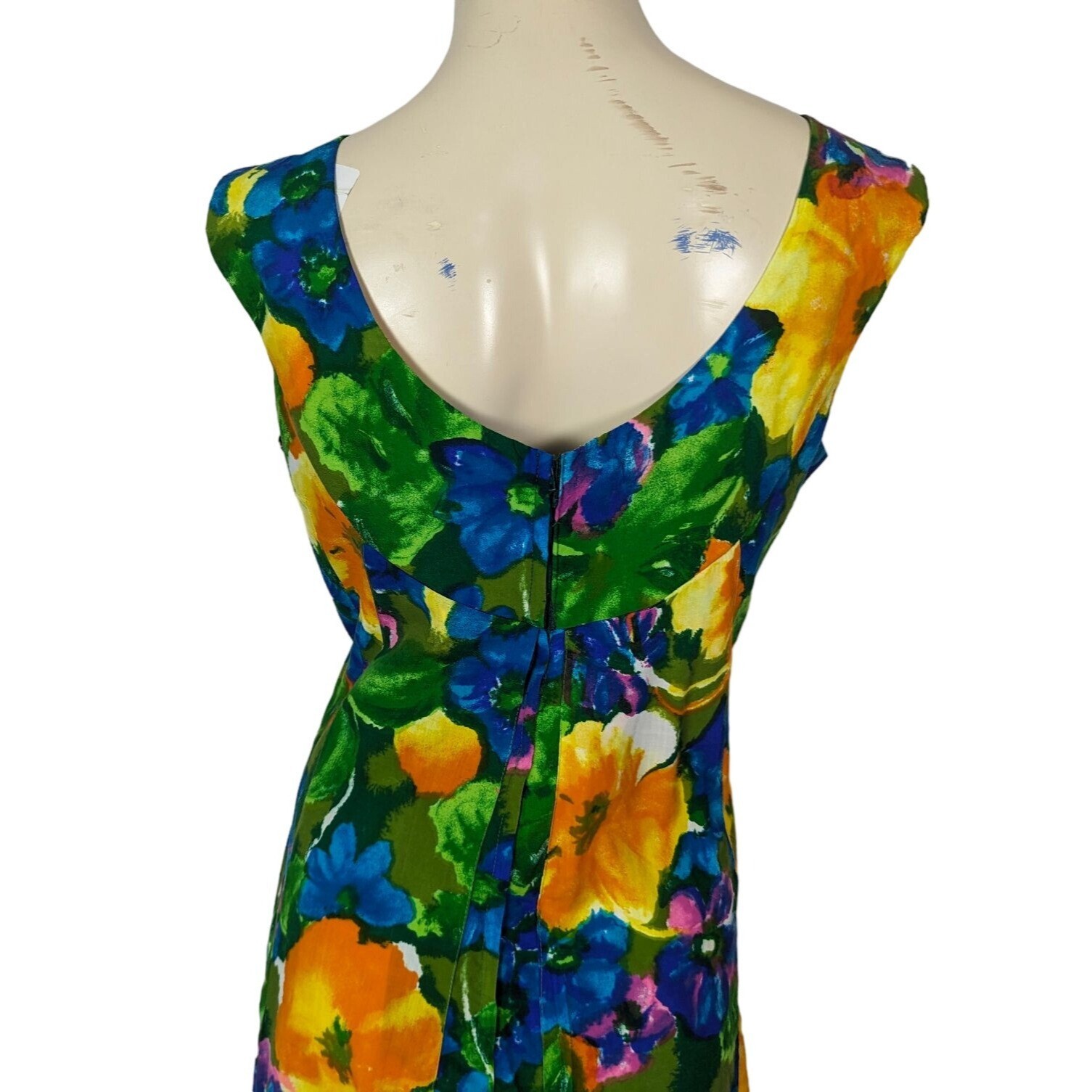THE HOUSE of MUUMUUS sleeveless A-line Hawaiian colorful Floral Vintage dress L