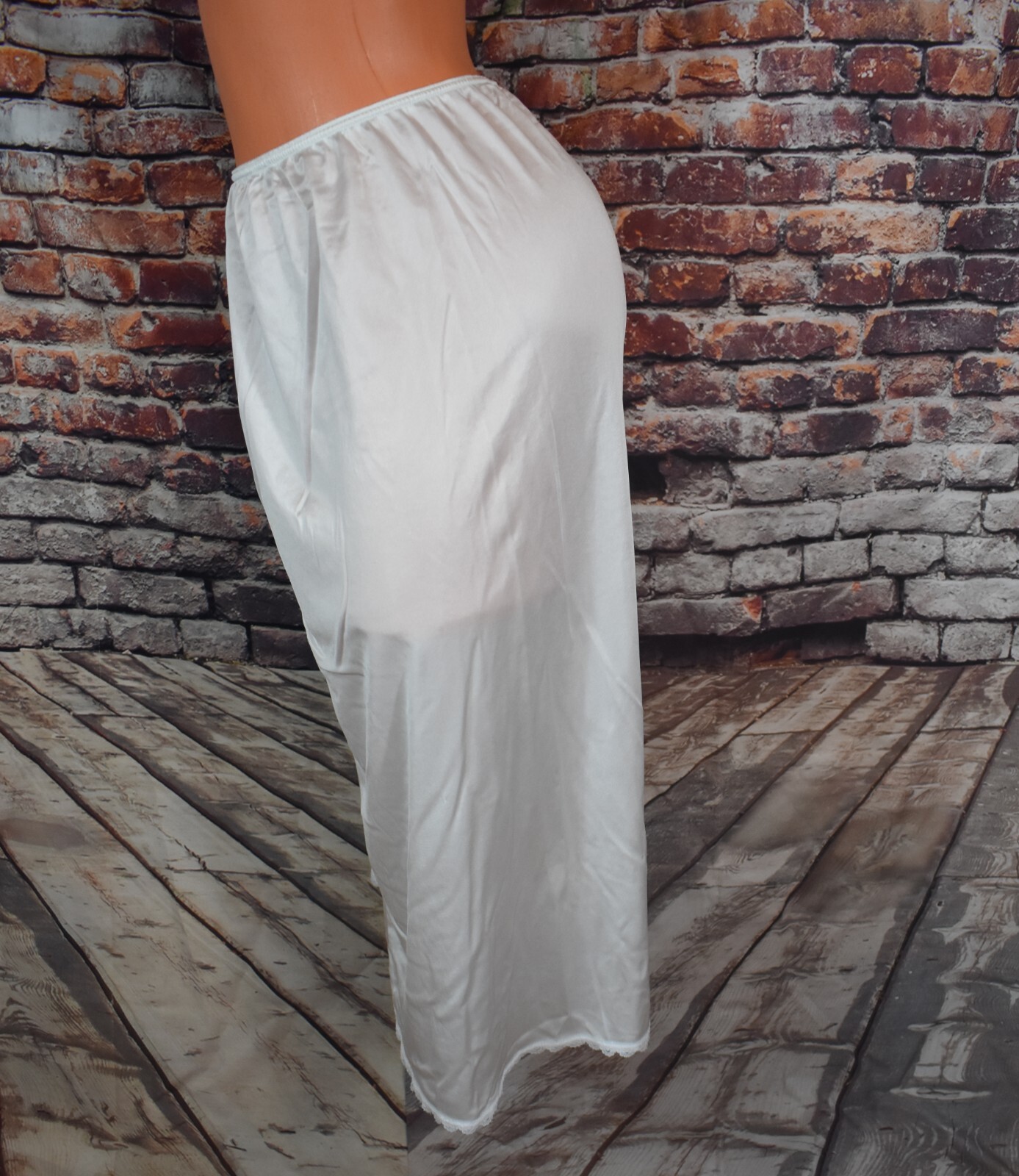 Vtg Sears Large Half Slip Nylon White Lace Sissy 29 Inches