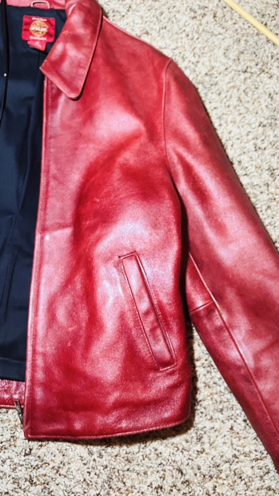 Vintage GAP Red Heavy Genuine Leather Jacket Womens M Special Edition Y2K
