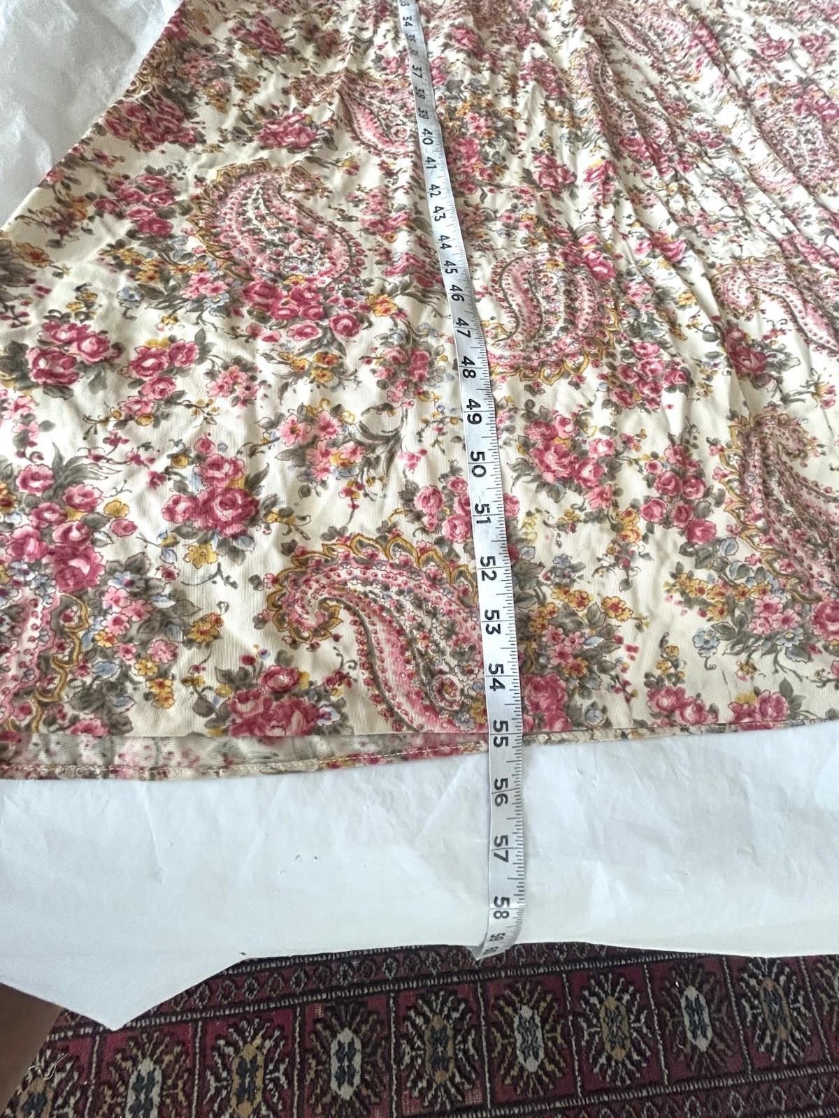 Vintage 70s Handmade Floral Paisley Lace Boho Peasant Maxi Dress Size S