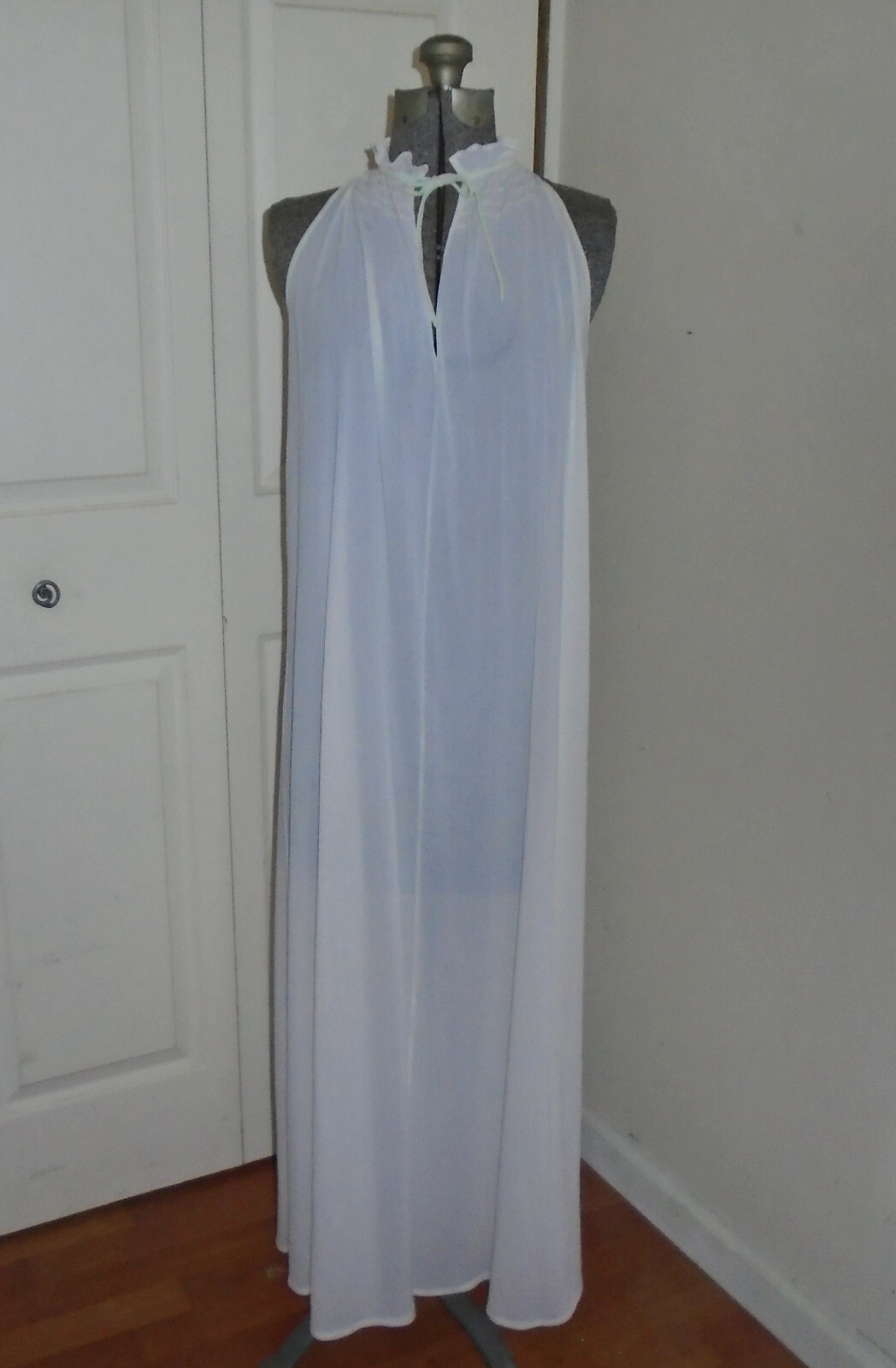 Barad Nylon Crepeset Long Halter Top Nightgown Made in USA Vintage 1970s Petite