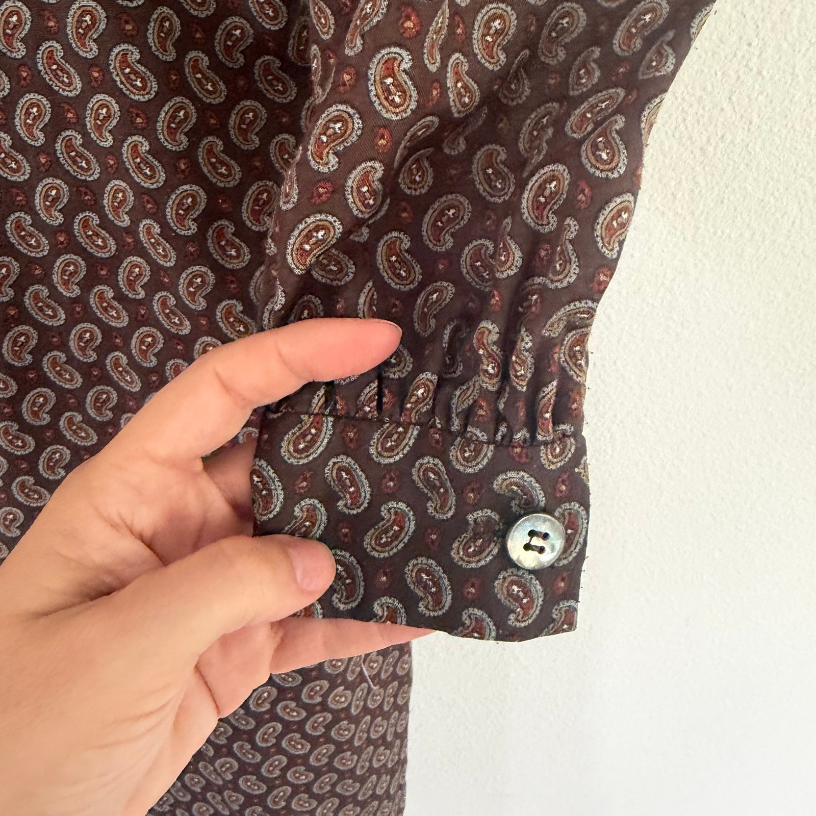 Vintage Fred Rothschild California Brown Paisley Button Front Shirtwaist Dress