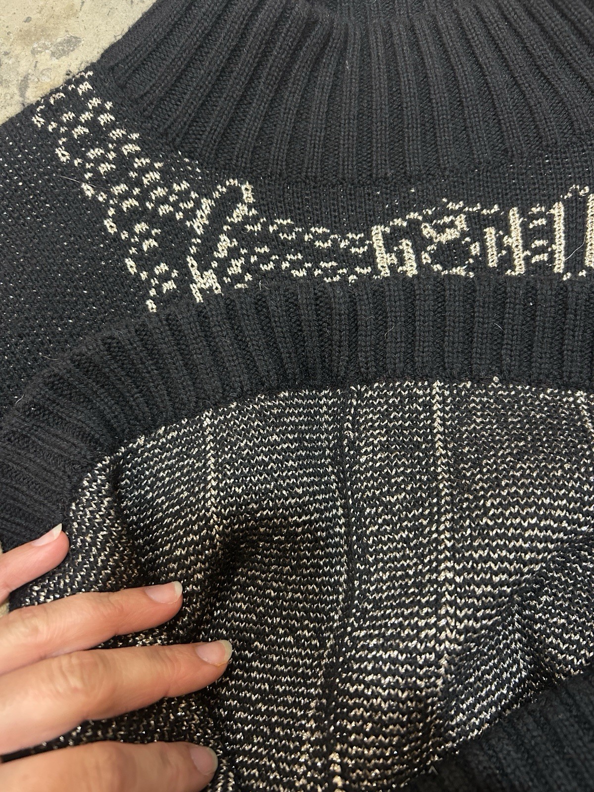 rare vtg 1980s zandra rhodes london trompe l’œil jewelry handknit sweater dress