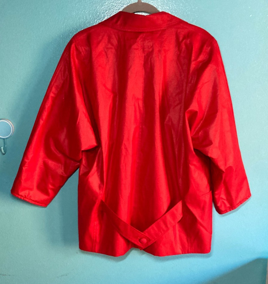 Claude Havrey Womens Vintage French Made Red Coat Blazer Jacket One Size