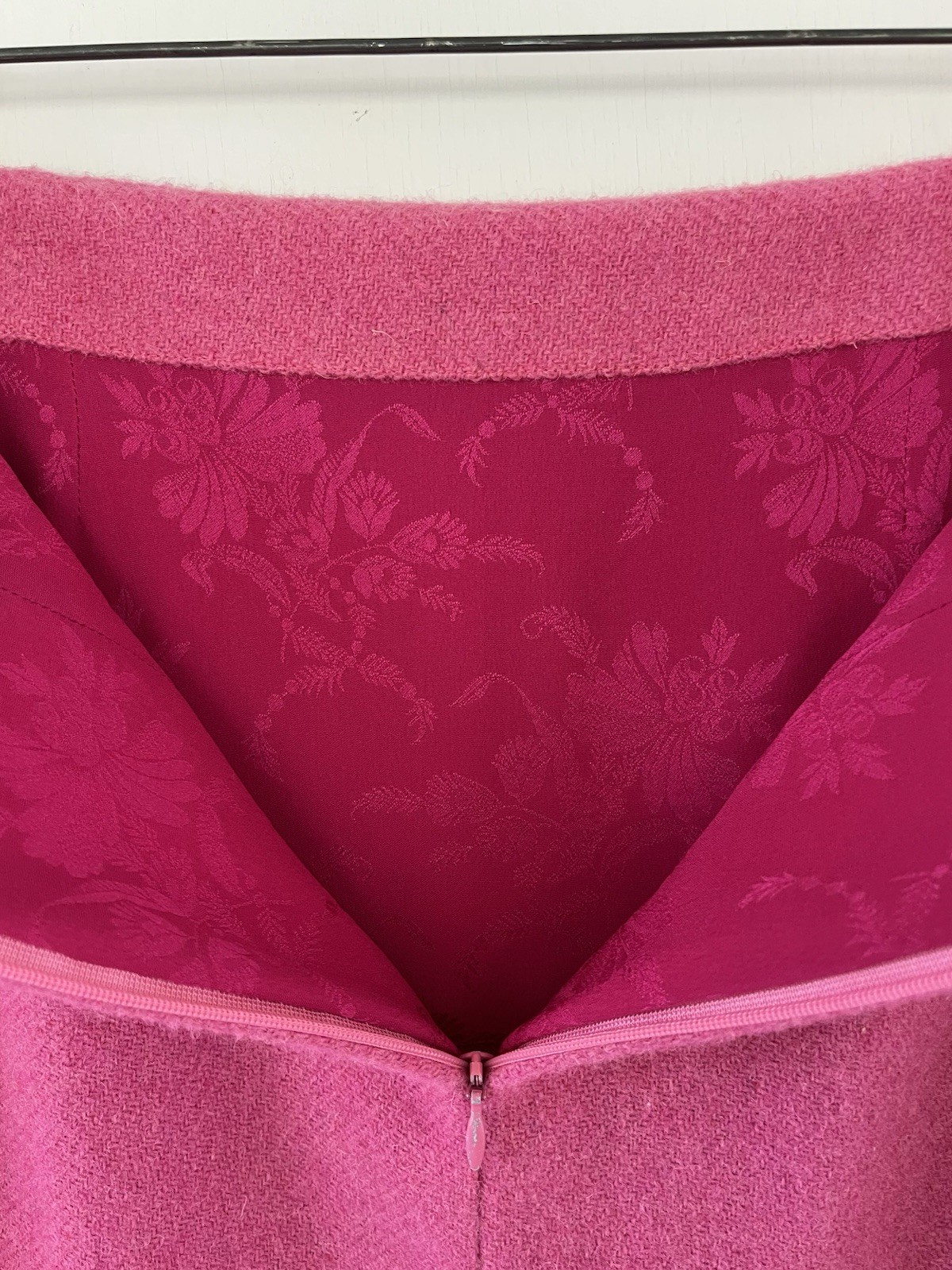 Christian Dior Vintage 1998 John Galliano Pink Wool Skirt Rose Floral Silk