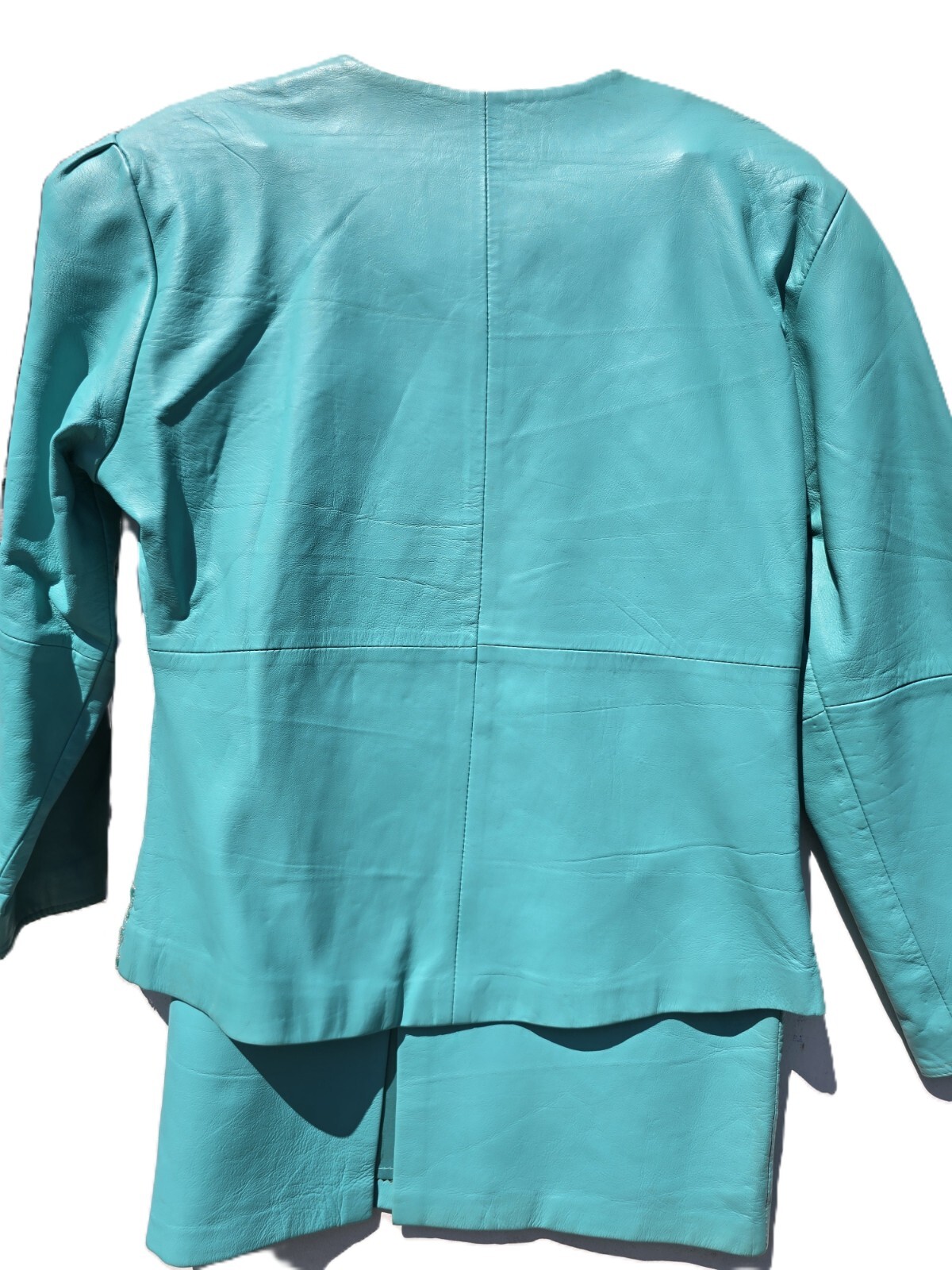 Vanna White Original Beaded Turquoise Leather 1980’s vintage Suit New W/Tags
