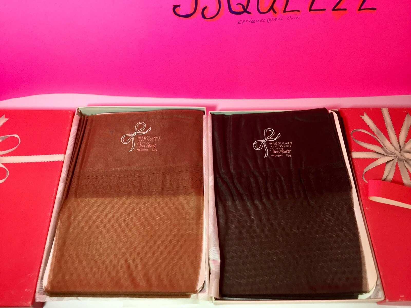 12 PAIRS 6 BLACK 6 CINNAMON Vintage 50 Nylon Stockings FLAT KNIT RHT 10 1/2X33”