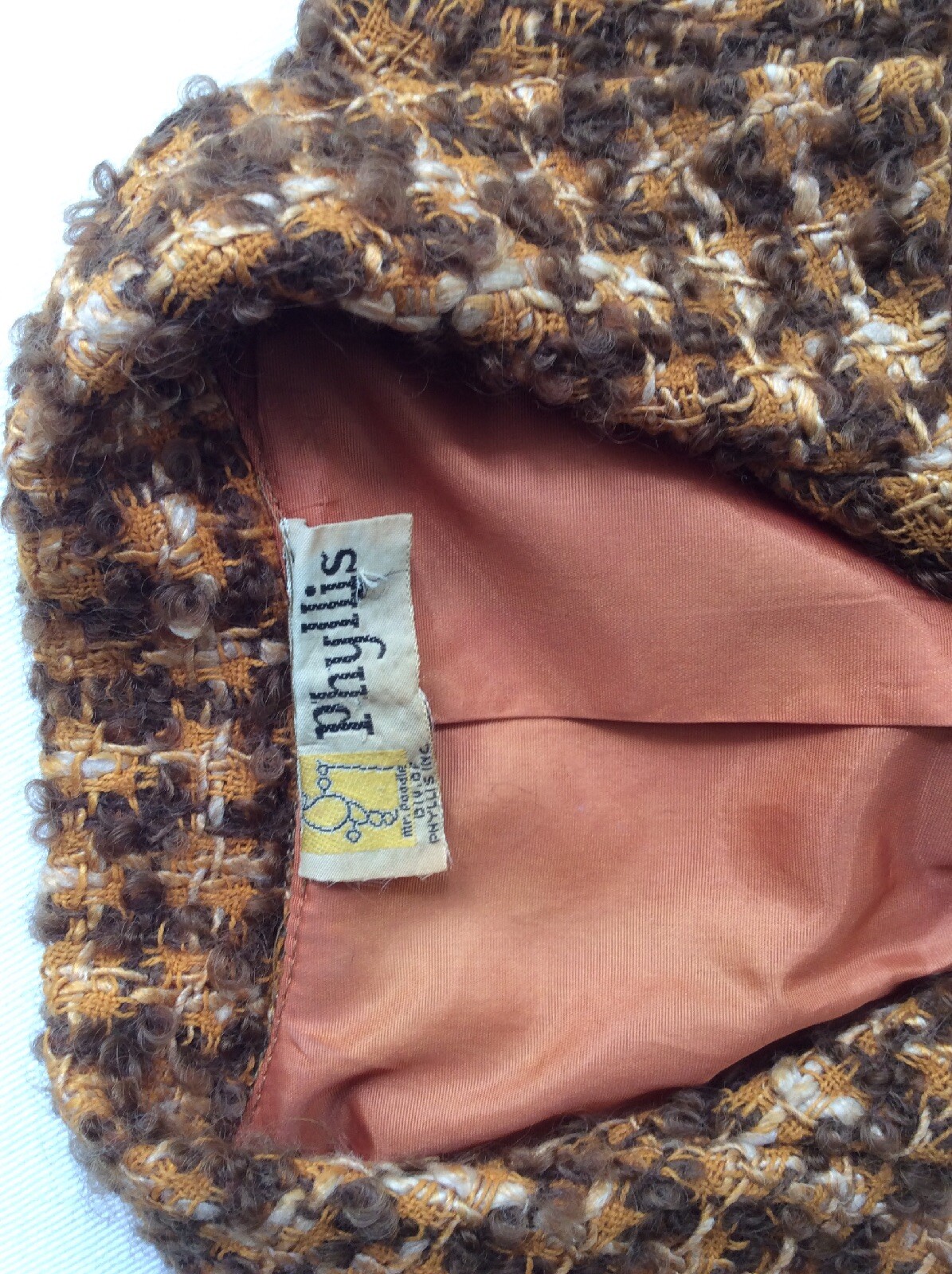 Vintage wool short Jacket 1960 era size M Phyllis boucle brown